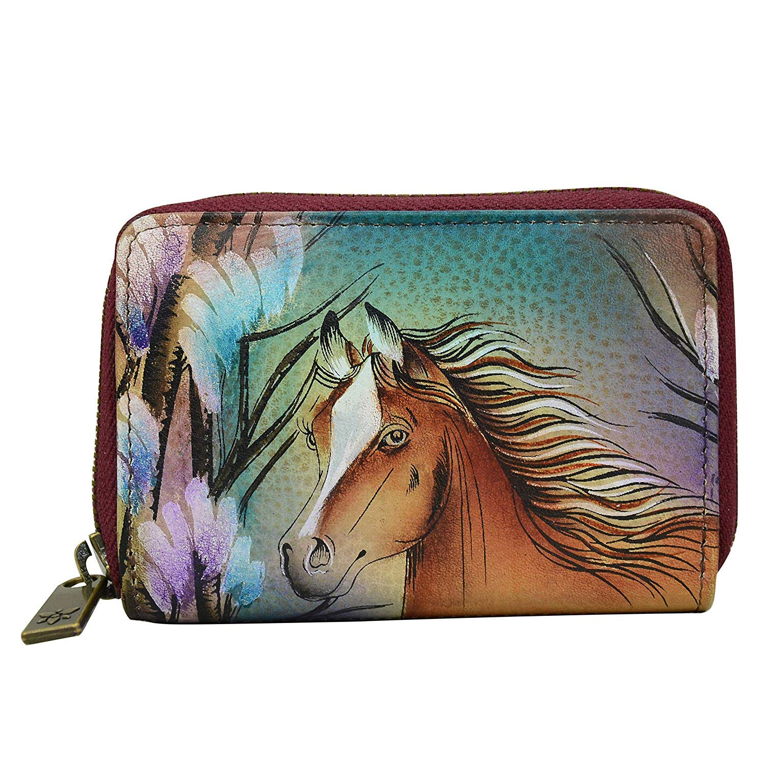 Anuschka Credit Card & Business Card Holder - Genuine Leather, Hand-painted Original Artwork - Holds 11 cards