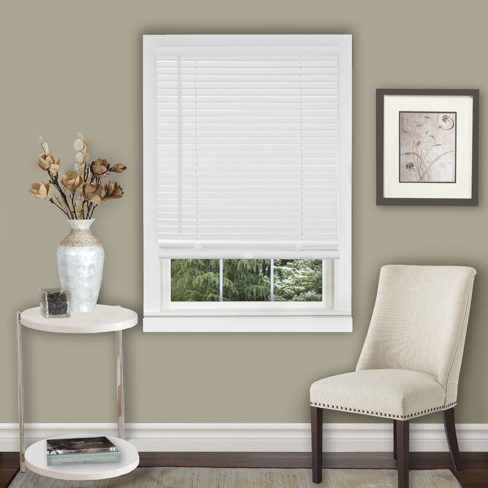 Better Home Amanecer Collection Cordless Vinyl 1-Inch Light Filtering Mini Blind- Pearl White - 30" x 64" (Actual Measurement 29.5" x 64")