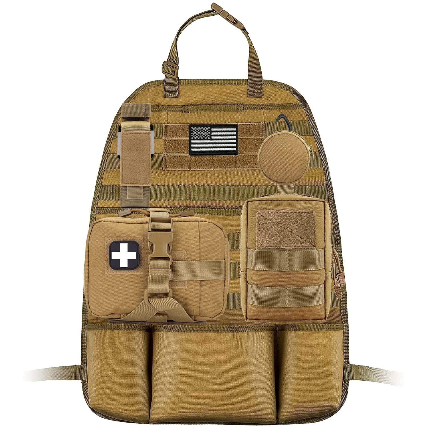 Molle Seat Back Organizer, Tactical Seat Covers, Tactical Car Seat Cover with Pouches Molle Vehicle Panel for Car Seat Cover Protector Seat Back Organizers