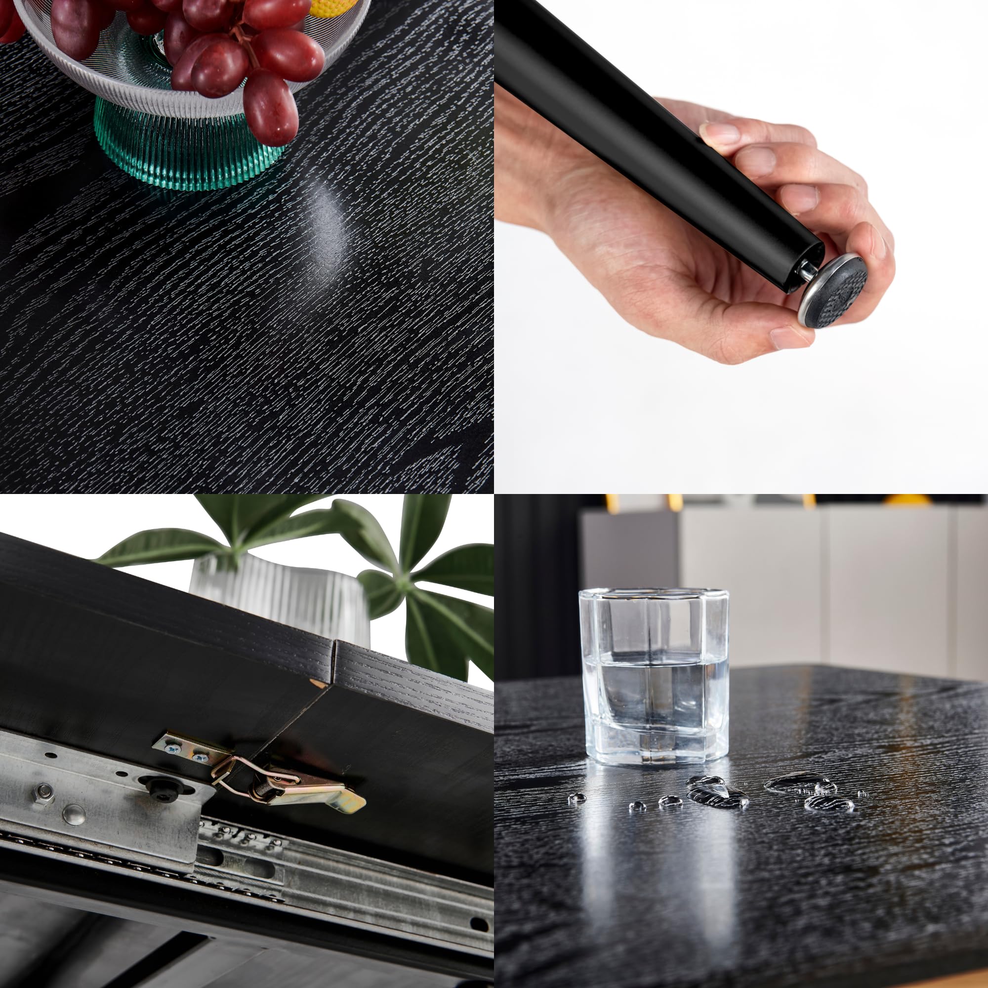 Uittrekbare eettafel - 6 à 8 personen - Mdf en roestvrij metaal - Witgelakt - TALARA