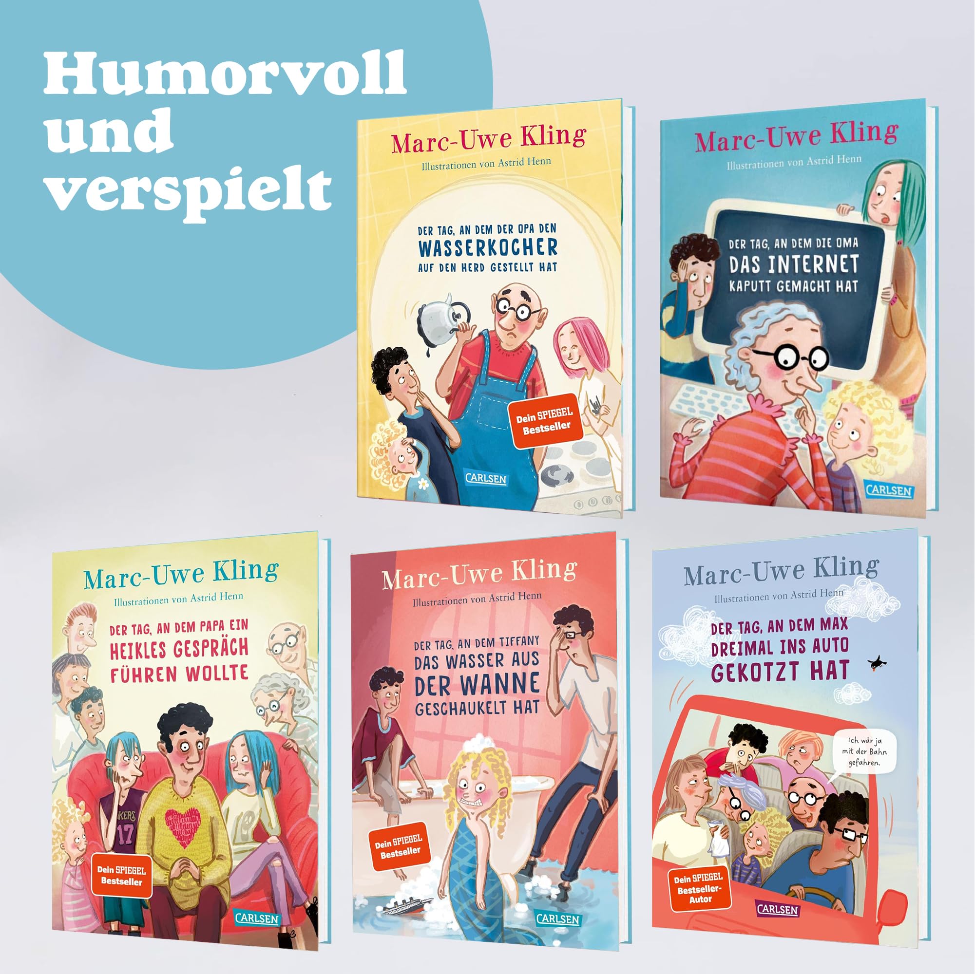 Marc-Uwe Kling Kinderbuch Bundle – Der Tag, an dem… Band 1-5 – lustige Vorlesebücher & Erstleser-Geschichten für Kinder im Alter von 6–10 Jahren, humorvolle Bilderbücher inkl. exklusivem Lesezeichen