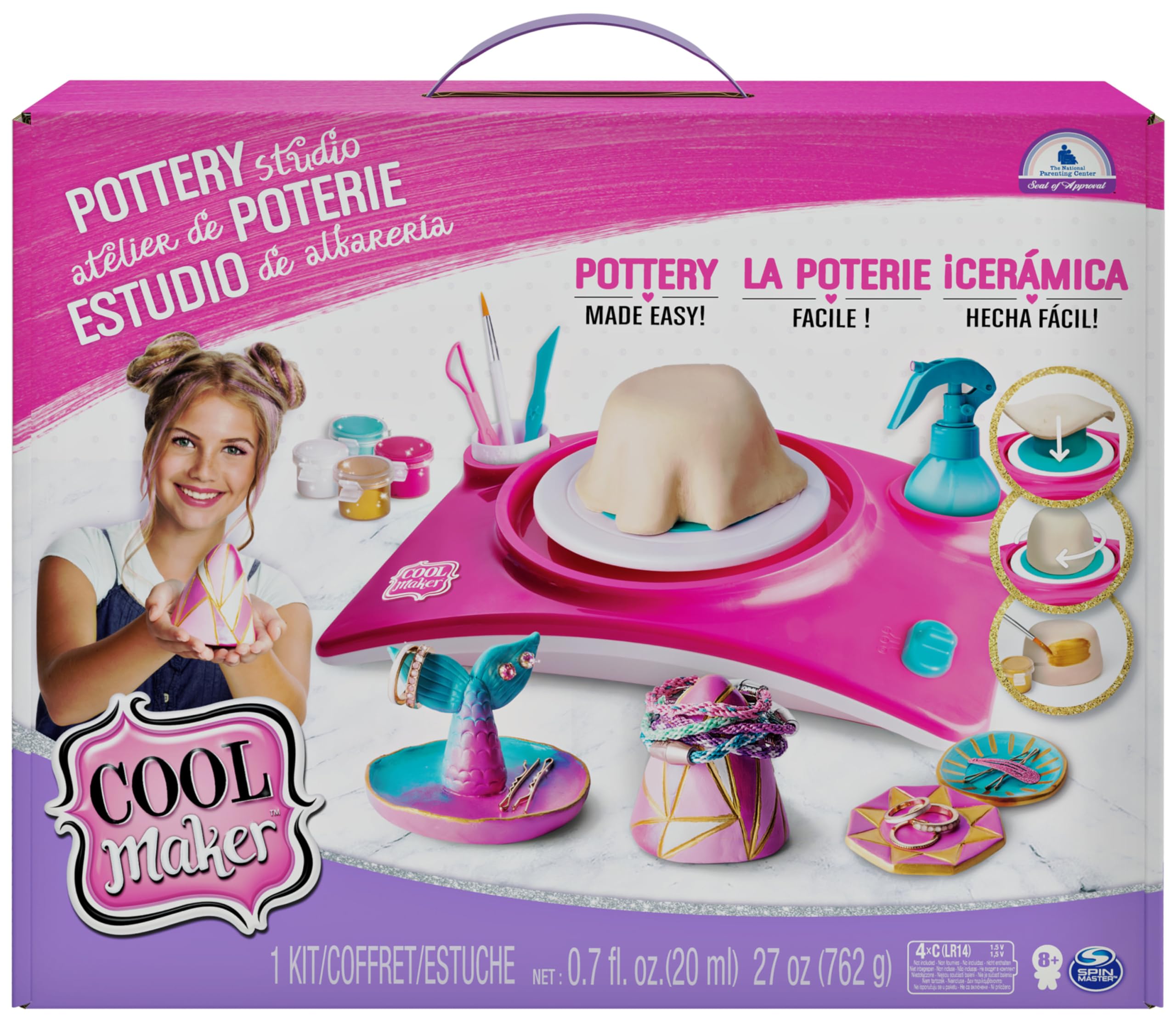 COOL MAKER - ATELIER DE POTERIE - Tour De Potier - Machine Création À L'Argile - Simplicité Sécurité - Tendance Fun Facile - Créez Vos Propres Accessoires - Jouet Enfant 8 Ans et + - Loisirs Créatifs