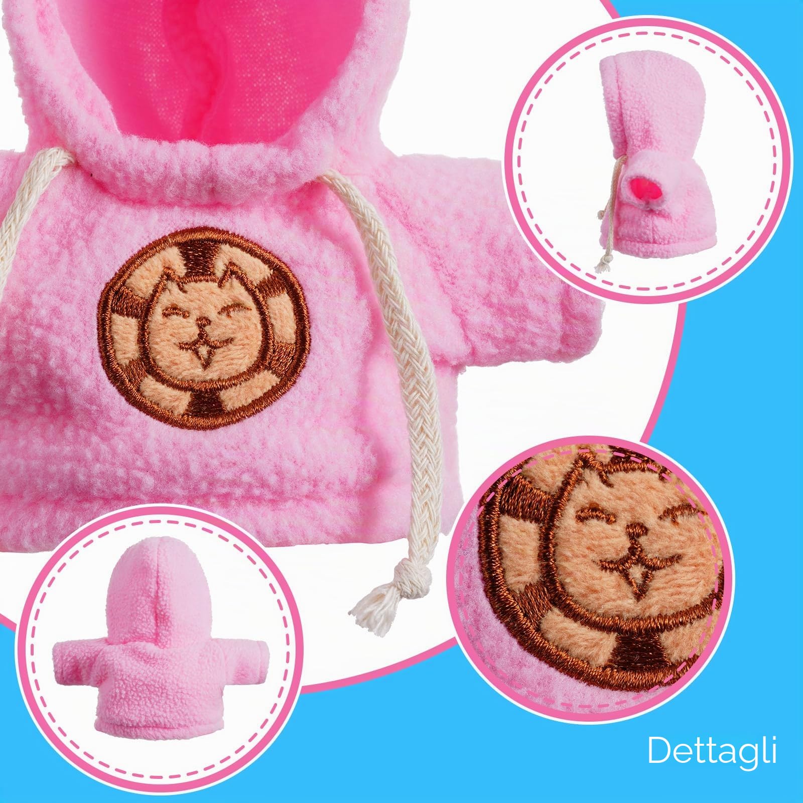 Set di mantello e felpa con cappuccio per Eilik - 4 pezzi pelosi in quattro colori e 4 cappucci per animali domestici in quattro stili