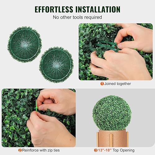 Miniatura 6 de VEVOR 2 bolas artificiales de 20 pulgadas para plantas topiarias, bolas de boj de imitación con 2 cuerdas de luz LED, bolas decorativas de plantas