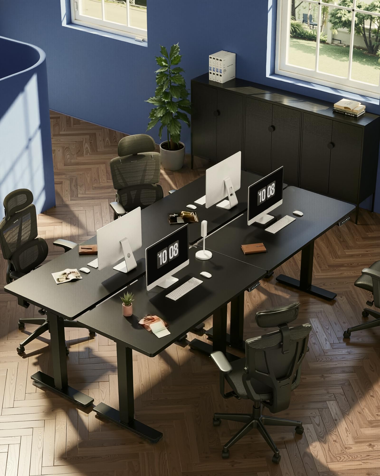 FLEXISPOT EN1 One-Piece Standing Desk, Electric Adjustable with 4 Memory Presets, 176 LBS Capacity, Stable & Quiet, Seamless Desktop for Home Office & Dual Monitors, 48"x30" Black view 7