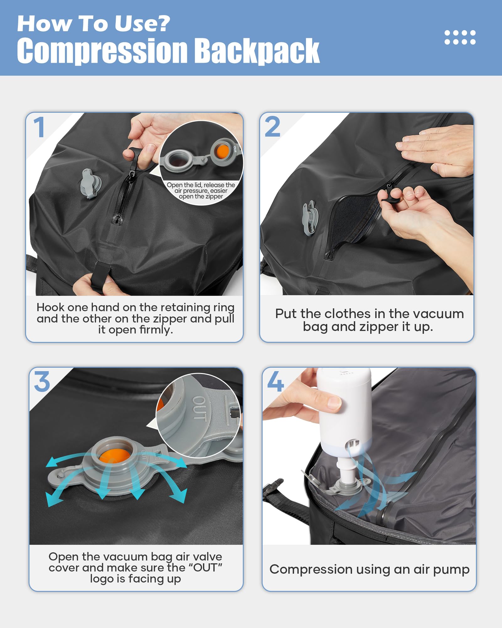 SZLX Zaino Ryanair 40x30x20 Sottovuoto con Pompa Zaino da Viaggio 40x30x20 Wizzair Bagaglio a Mano 40x20x25 Ryanair Donna Borse da Cabina per Easyjet 45x36x20 Uomo Zaino Laptop 14 Pollici Valigia