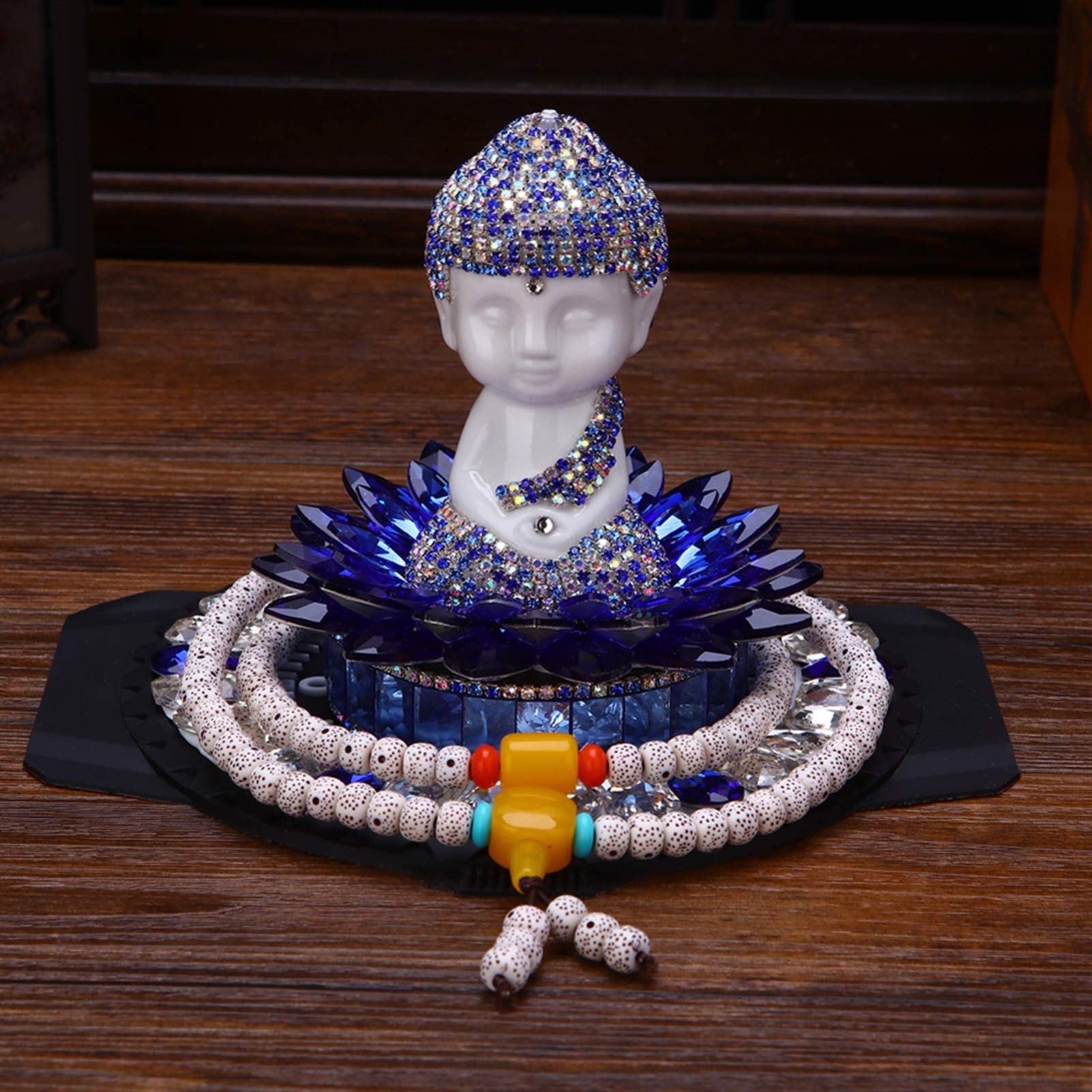 Luxus-Friedenslotos Buddha-Parfümhalter für Auto-Verzierungen (Color Name : Blue)