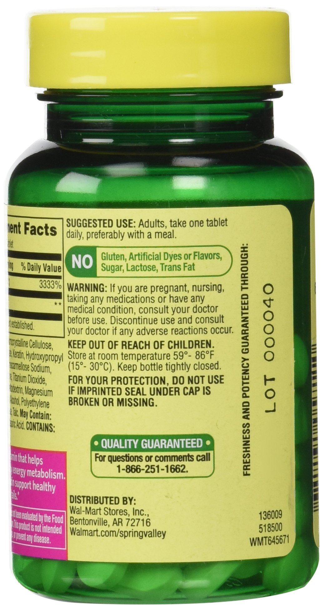 Spring Valley Biotin Dietary Supplement, 10,000 Mg With 100 Mg Keratin