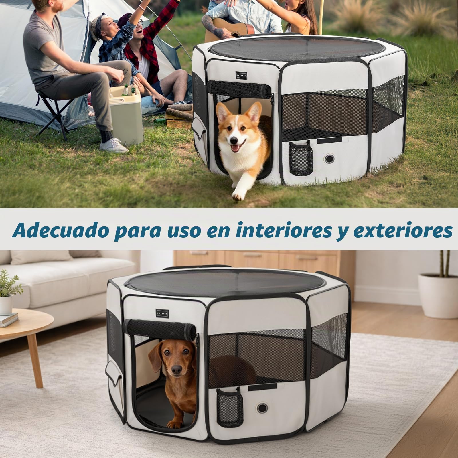Petsfit Portátil Parque para Perros,Parque Perros para Perros Conejos Gatos,Impermeable Parque de Juego de Tela Oxford,Diseño Pop-Up