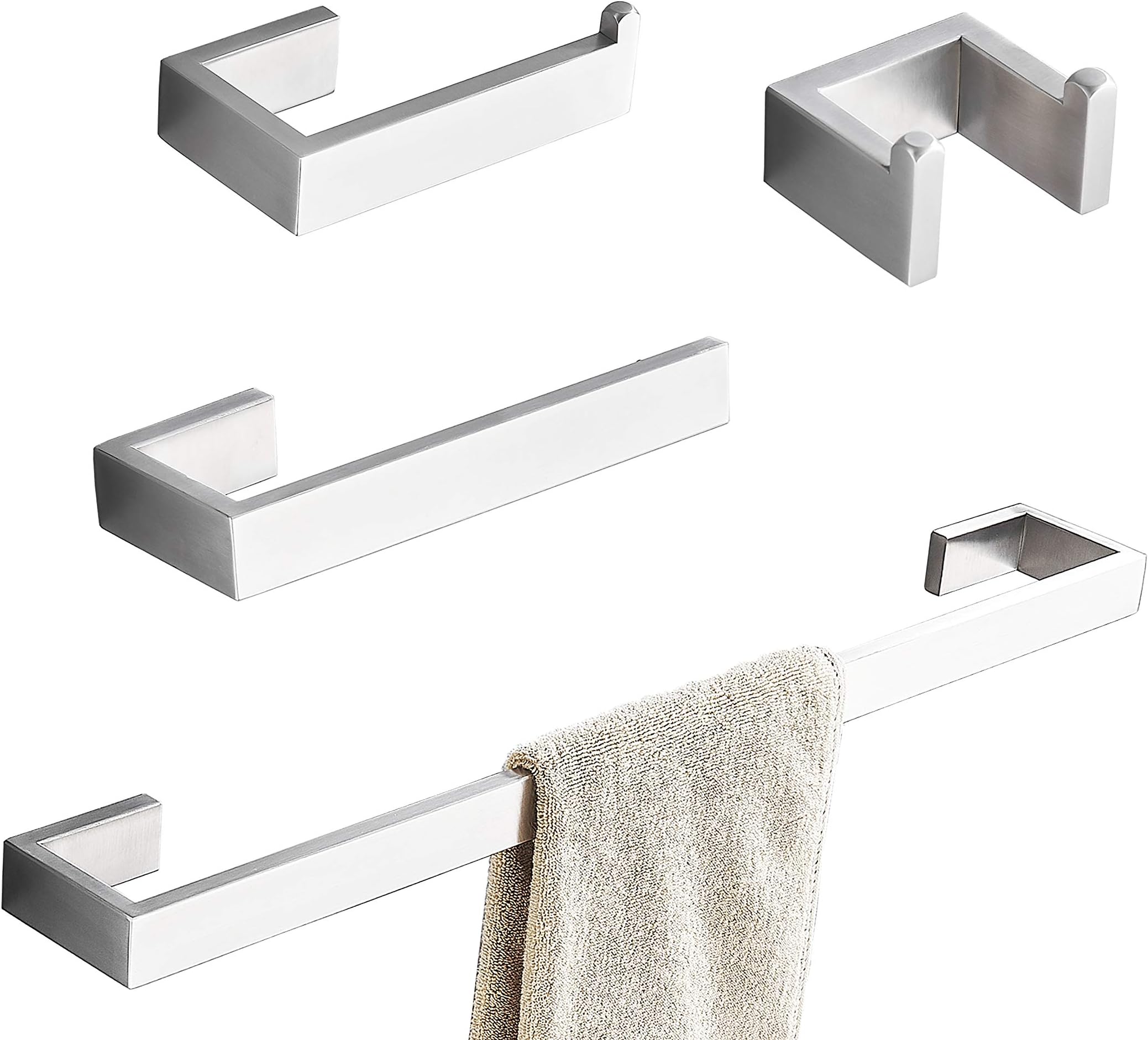 Amazon.com: Towel Bar Set, 4Pcs Bathroom Hardware Set Brushed Nickel ...