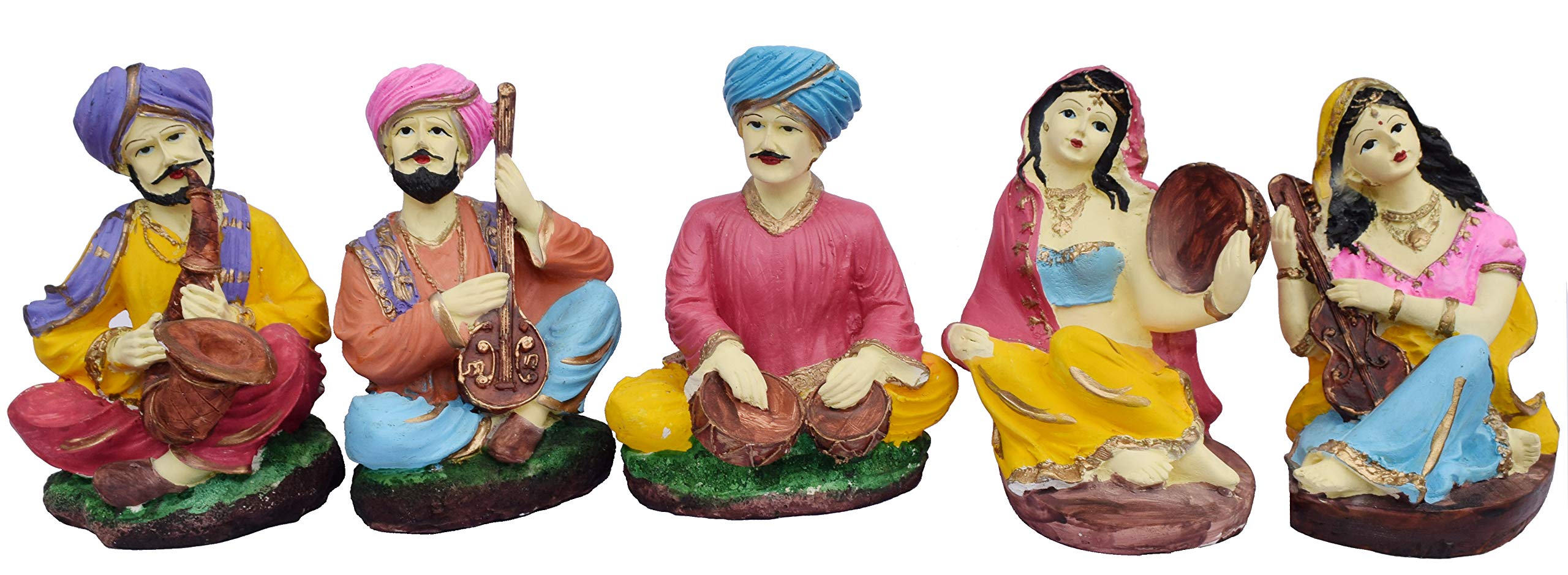 GW Creations Multicolored Standard Set of 5 Modern Elegant Look Rajasthani Musical handicrafts Showpiece Decorative (59 * 10 * 19 cm) (Multicolored)-image-35