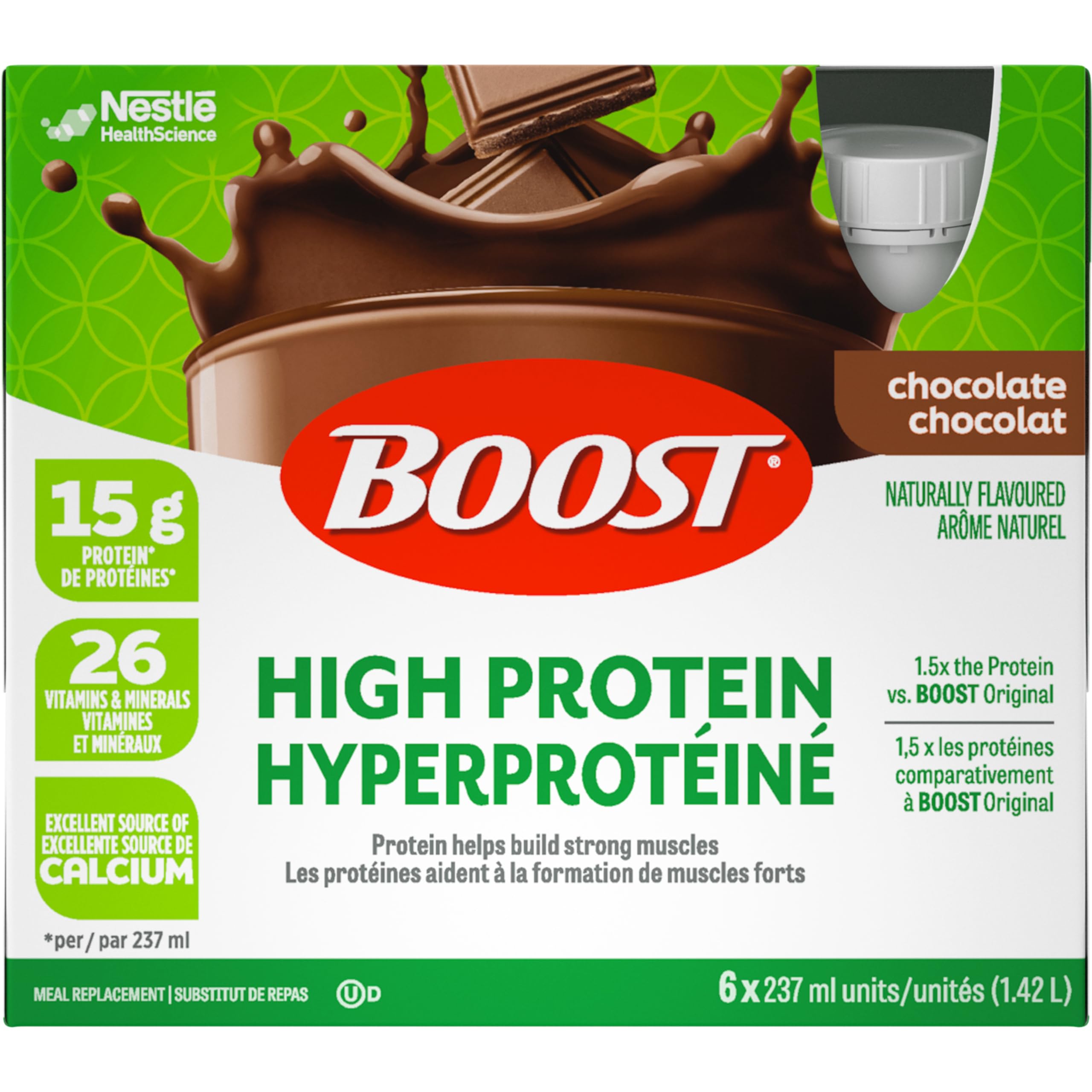 BOOST High Protein Meal Replacement Drink, Chocolate, 24 x 237 ml