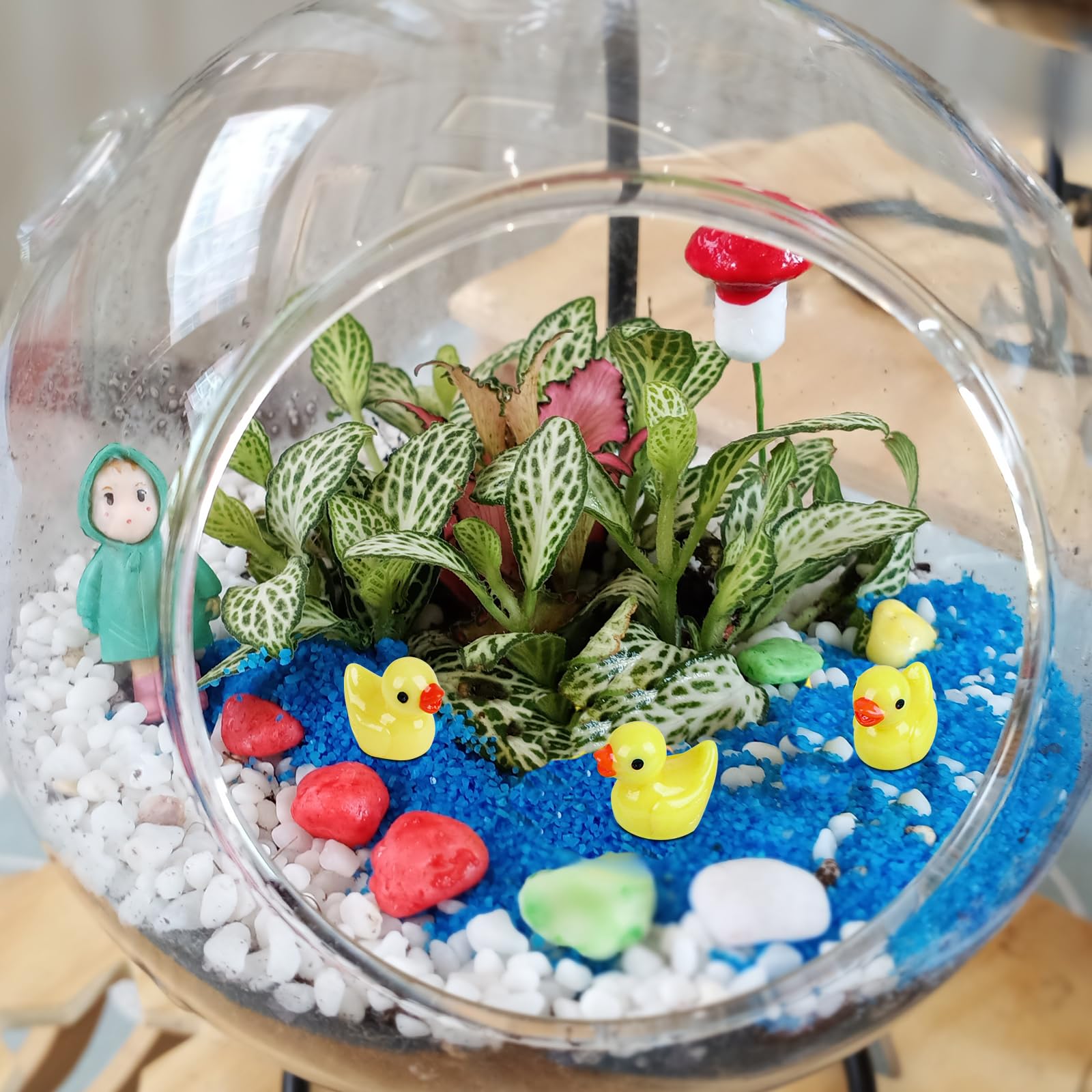 Miniaturowe kaczki z żywicy, 100 sztuk, miniaturowe kaczki z żywicy, miniaturowe figurki kaczek do akwarium, domku dla lalek, miniaturowy ogród, akcesoria DIY, miniaturowe statuetki i dekoracja domu