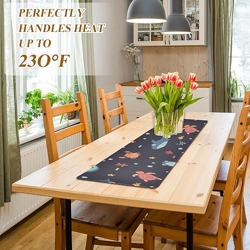 Miniatura 5 de Funny Sharks Sea Animals Long Trivets for Hot Pots and Pans, Heat Resistant Table Mats and Outdoor Table Runner Waterproof for Home 39.40" X 11.80",