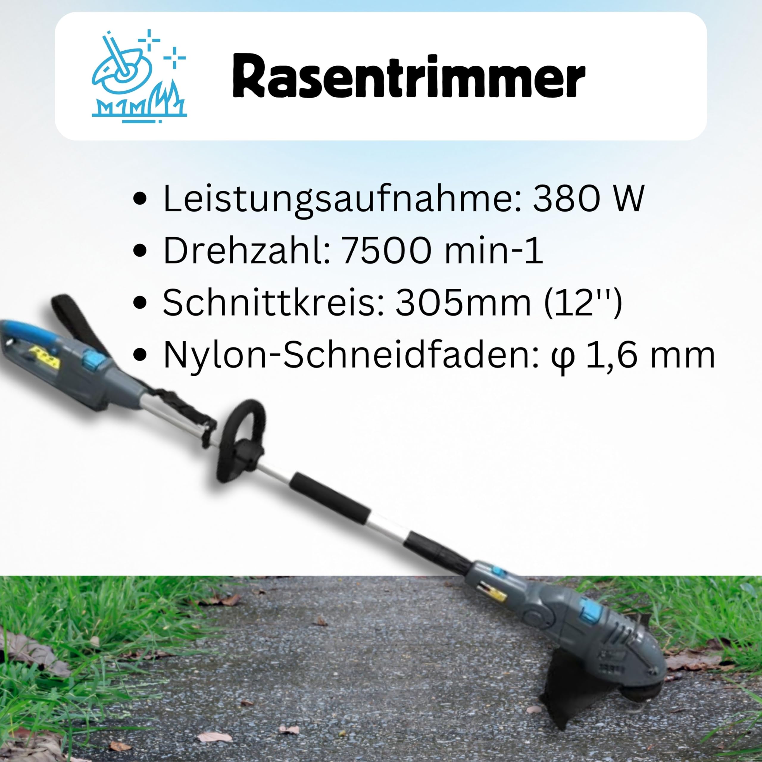 IMLEX Multi-Kombi-Garten-Set 5in1 Heckenschere Rasentrimmer Kettensäge mit Teleskopstab und Verstellbarer Schnittwinkel