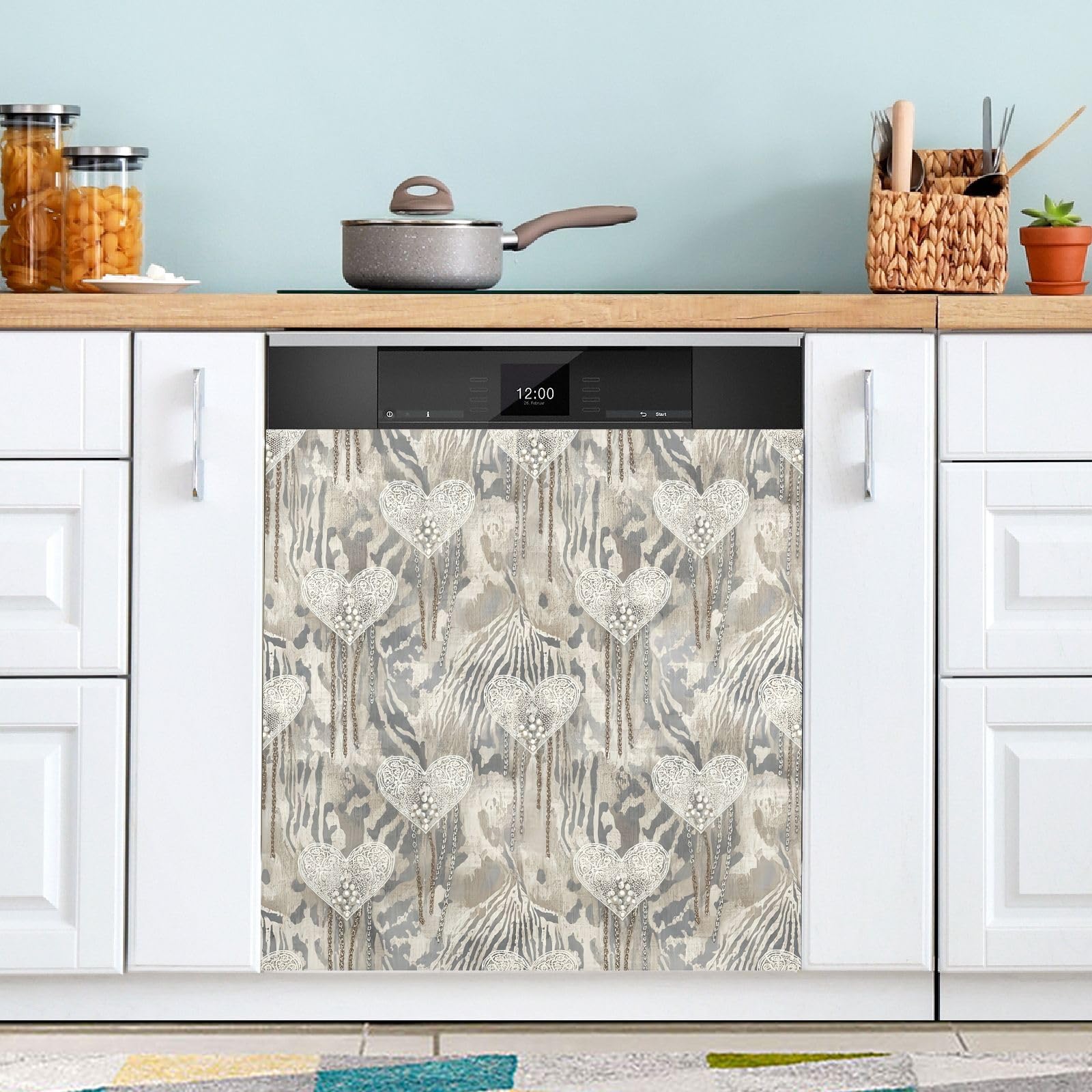 Panel magnético para armario de cocina y panel decorativo de nevera con diseño corazones