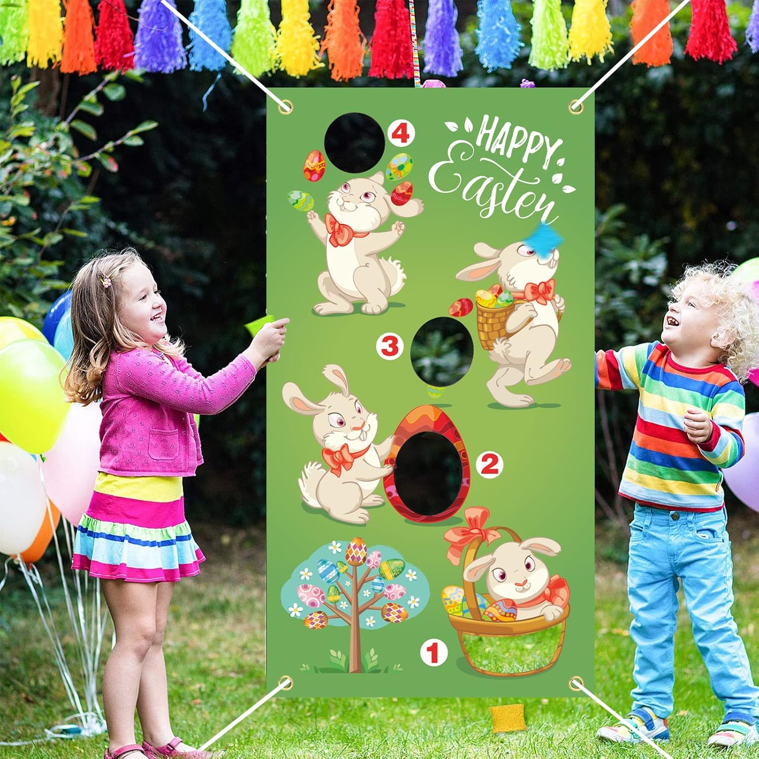 Easter Toss Game, Spring Easter Bunny Egg Toss Game with 3