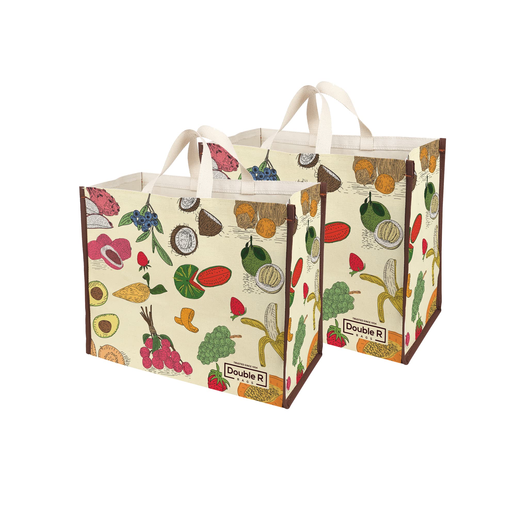DOUBLE R BAGS Big Heavy Duty Large Eco Cotton Canvas Cloth Grocery Shopping Bag for Men Ladies Vegetable Milk Fruits with Hand Carry Handle Lunch Box Jhola Tote Bags.