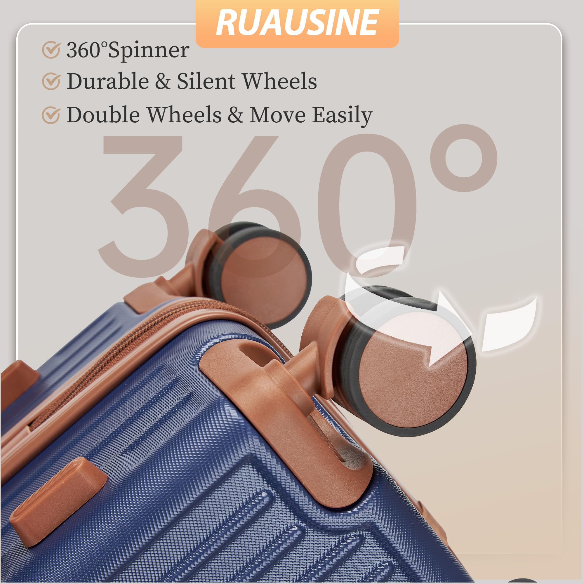 Ruausine Bagaglio a mano approvato dalle compagnie aeree, valigia rigida con ruote girevoli, piccolo bagaglio a mano leggero con guscio rigido e lucchetto Combinazione (Blue, 20 IN)