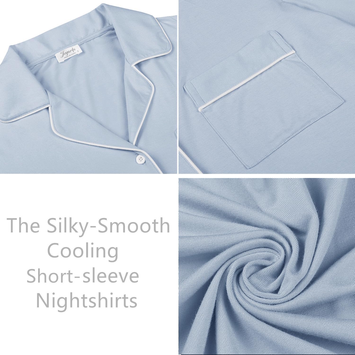 Cherrydew Bamboo Viscose Nightgown Women Super Soft Comfy Cooling Breathable Long Sleeve Sleepwear Button Down Sleep Shirts - Image 3
