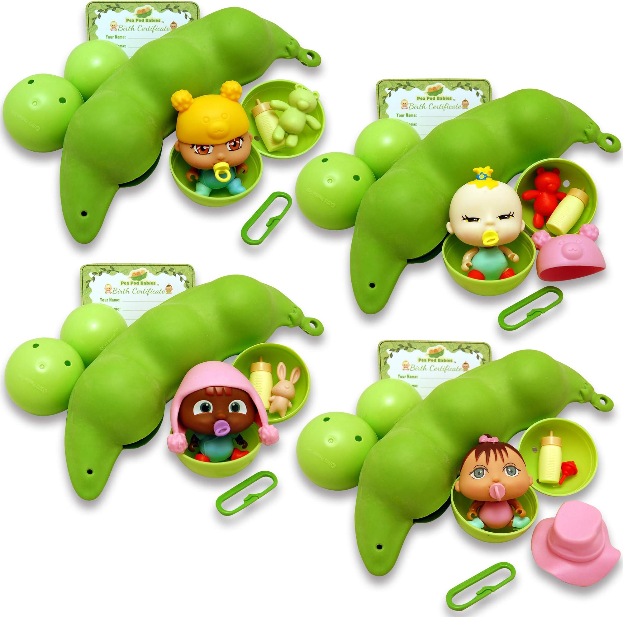- Nature Bound Pea Pod Babies Bundle (Set of 4) - Collectible Mystery Surprise Toys with Mini Baby, Clothing, & Accessories - Small Doll - Easter Basket Gift