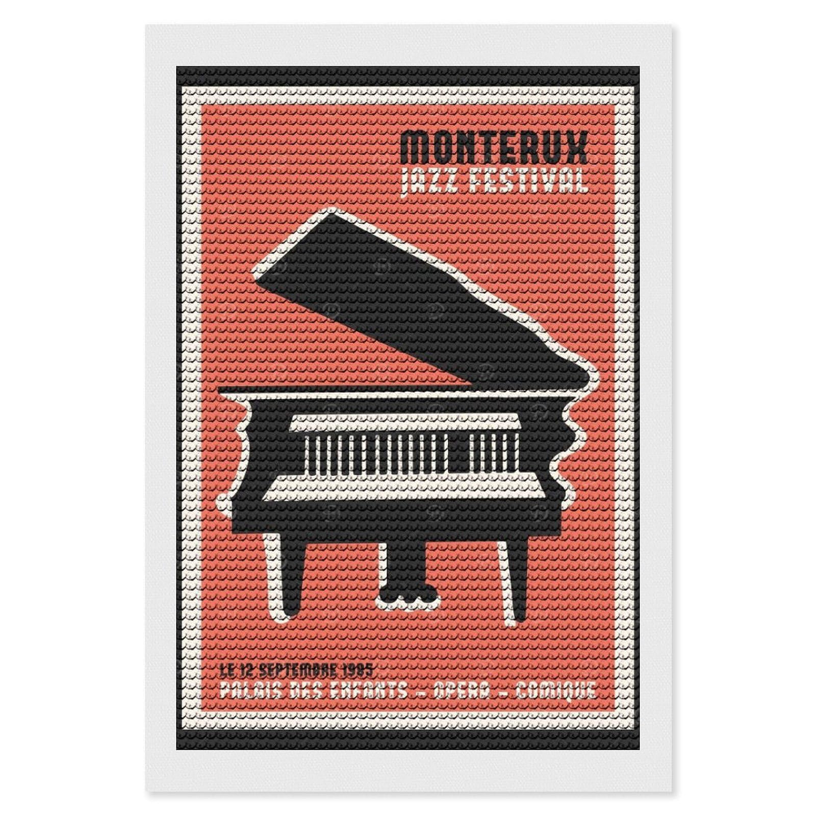 Junmoney Montreux Jazz Festival Diamond Painting Set 8"x12", Stress Relief Craft, Easy to Enjoy, Vintage Style Decor, Festive Craft Gift