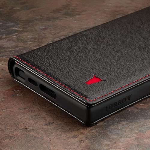 Miniatura 8 de TORRO Funda compatible con Samsung Galaxy S23 Ultra 5G  Funda de piel de alta calidad con soporte y ranuras para tarjetas marrón oscuro