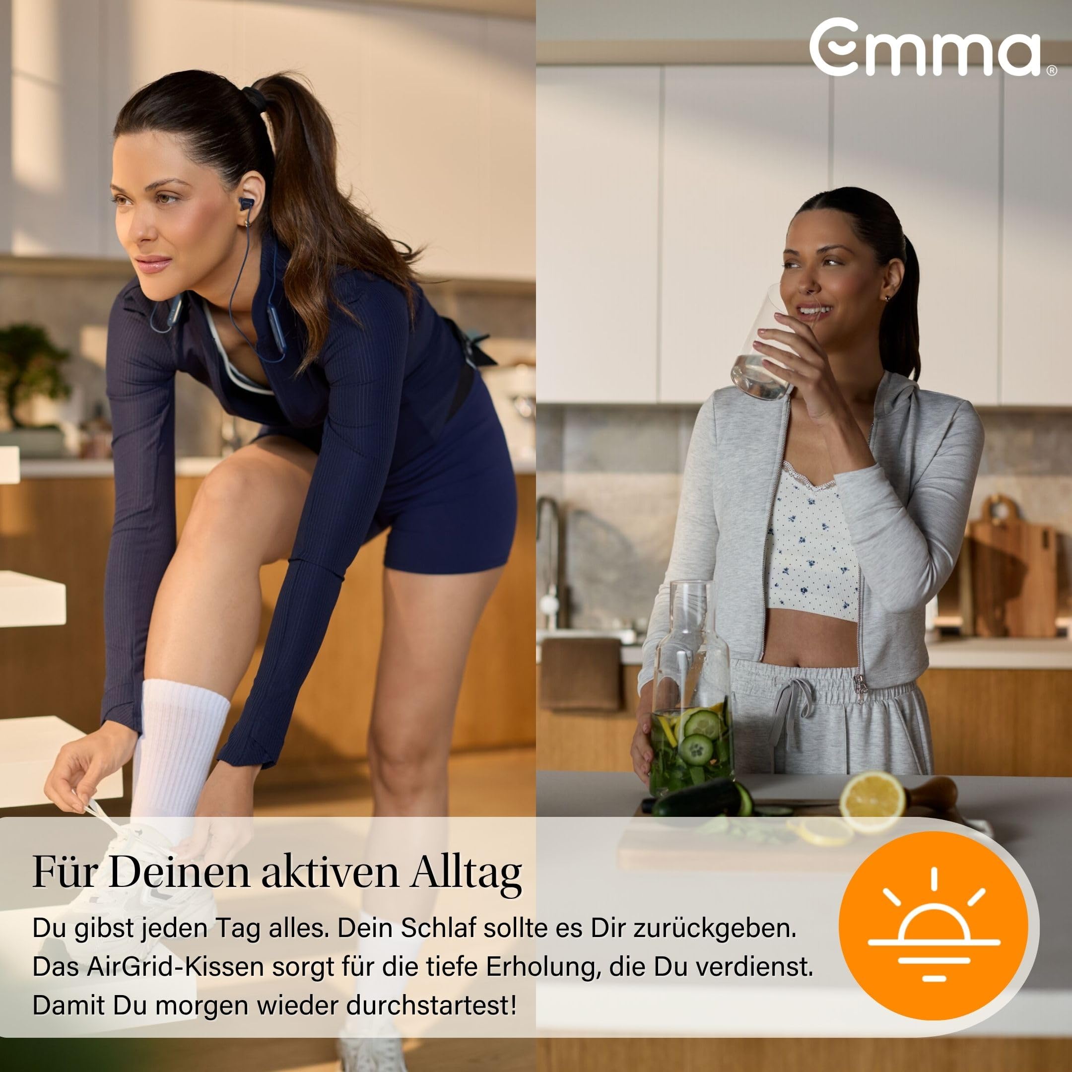 Emma Elite Stützkissen 70x40 cm – Höhenverstellbares ergonomisches Kopfkissen mit AirGrid® Kühlbezug – Atmungsaktives Memory Schaum Kissen mit waschbarem Bezug für alle Schlafpositionen