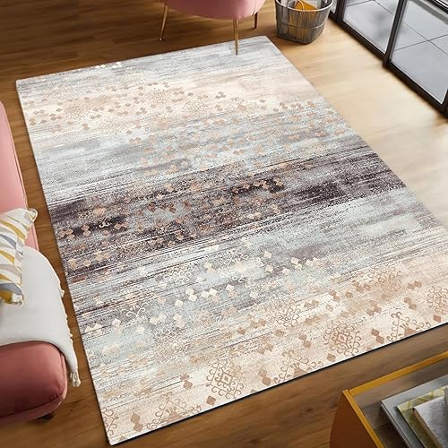 Miniatura 7 de Handytoolinc Alfombra bohemia de 5 x 7 pies, antideslizante, lavable, suave, vintage, para dormitorio, puerta, duradera, lavable a máquina, alfombra