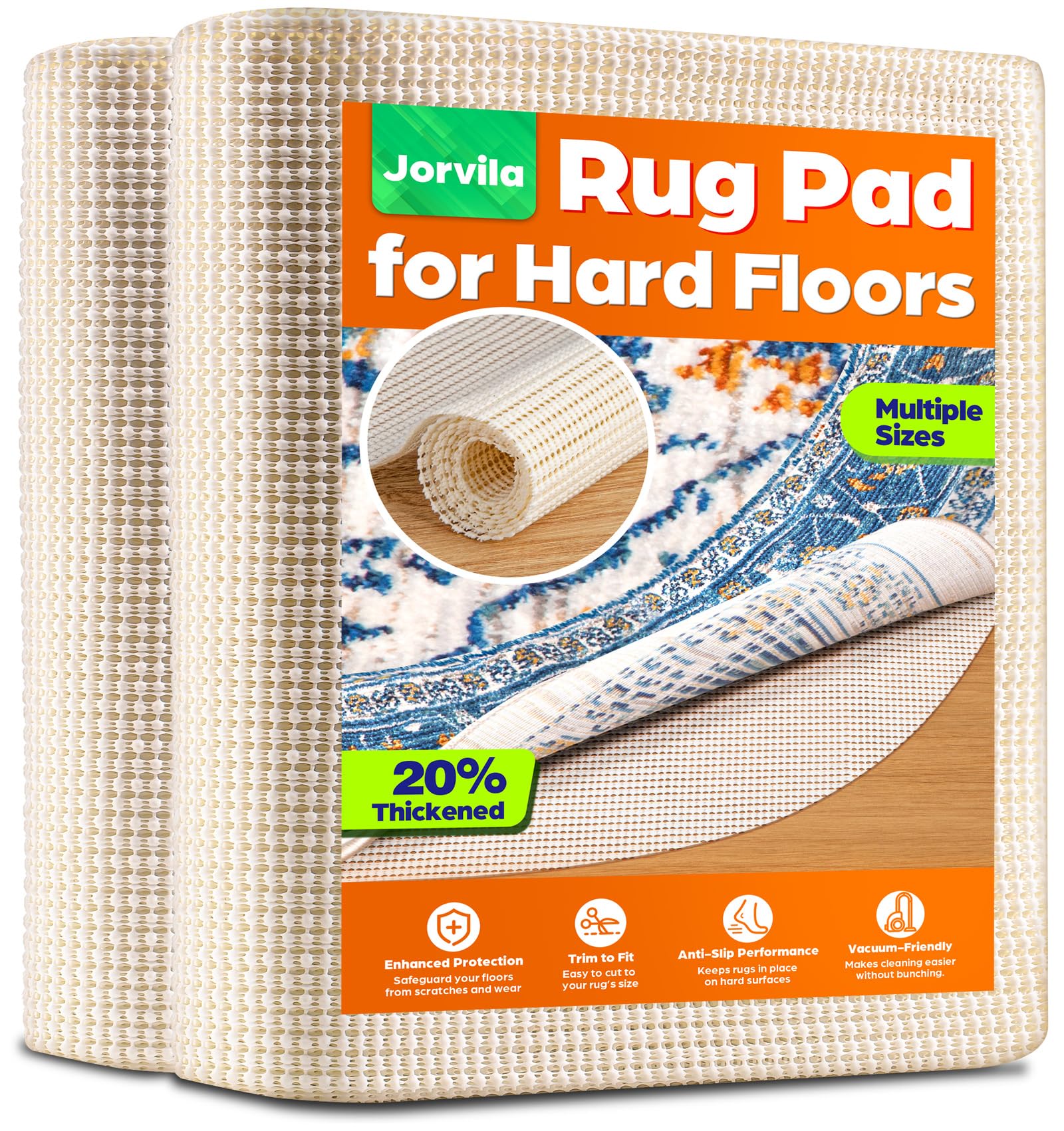 Jorvila Non-Slip Rug Pad Gripper Round 6 Feet, Anti Skid Mat for Under Area Rugs, Keeps Rugs in Position and Safe, Thick Cushioned Carpet Pad for