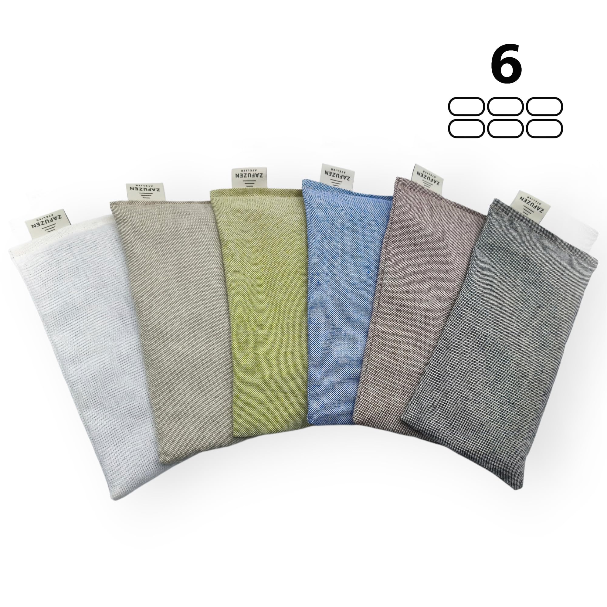 Pack de 6 Coussins pour Les Yeux Full Palette – Coussins oculaires avec Fleurs de Lavande Naturelle et Riz, Coton Naturel, Yoga et méditation, Relaxation et Repos