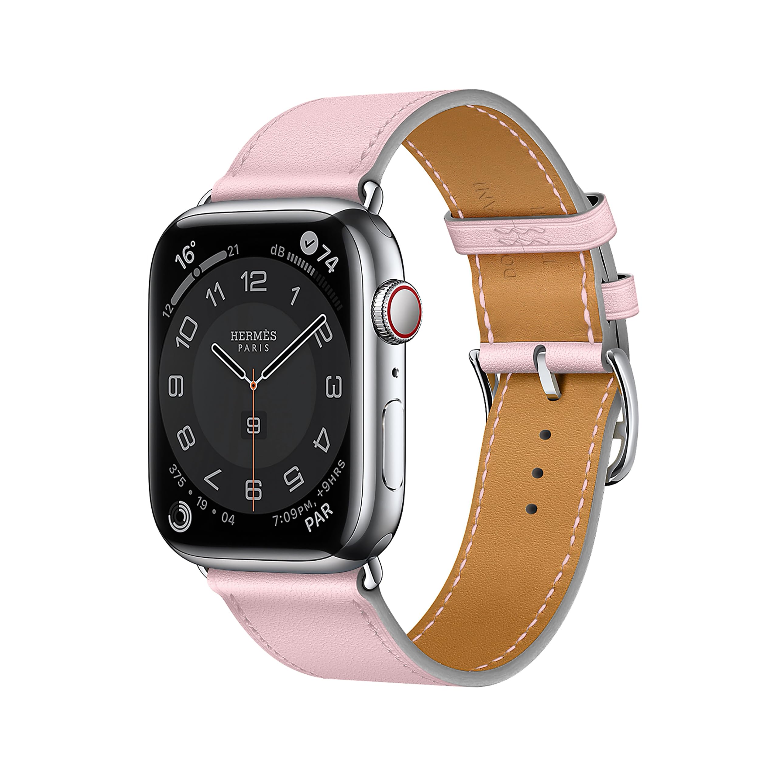 LB1 Leather Band for Apple Watch Hermes Women Men Ultra 2 49mm, Series 10 46mm, 9 8 7 45mm 41mm, SE 6 5 4 44mm 40mm, 3 2 1 42mm 38mm iWatch, Strap Pink