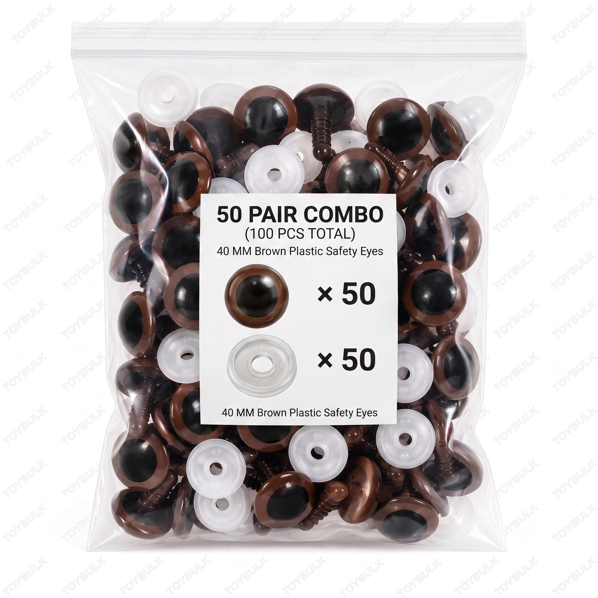 50 Pcs Brown Teddy Bear Eyes Doll Plastic Safety Eyes Craft Eyes with Washers(40 MM)-image-38