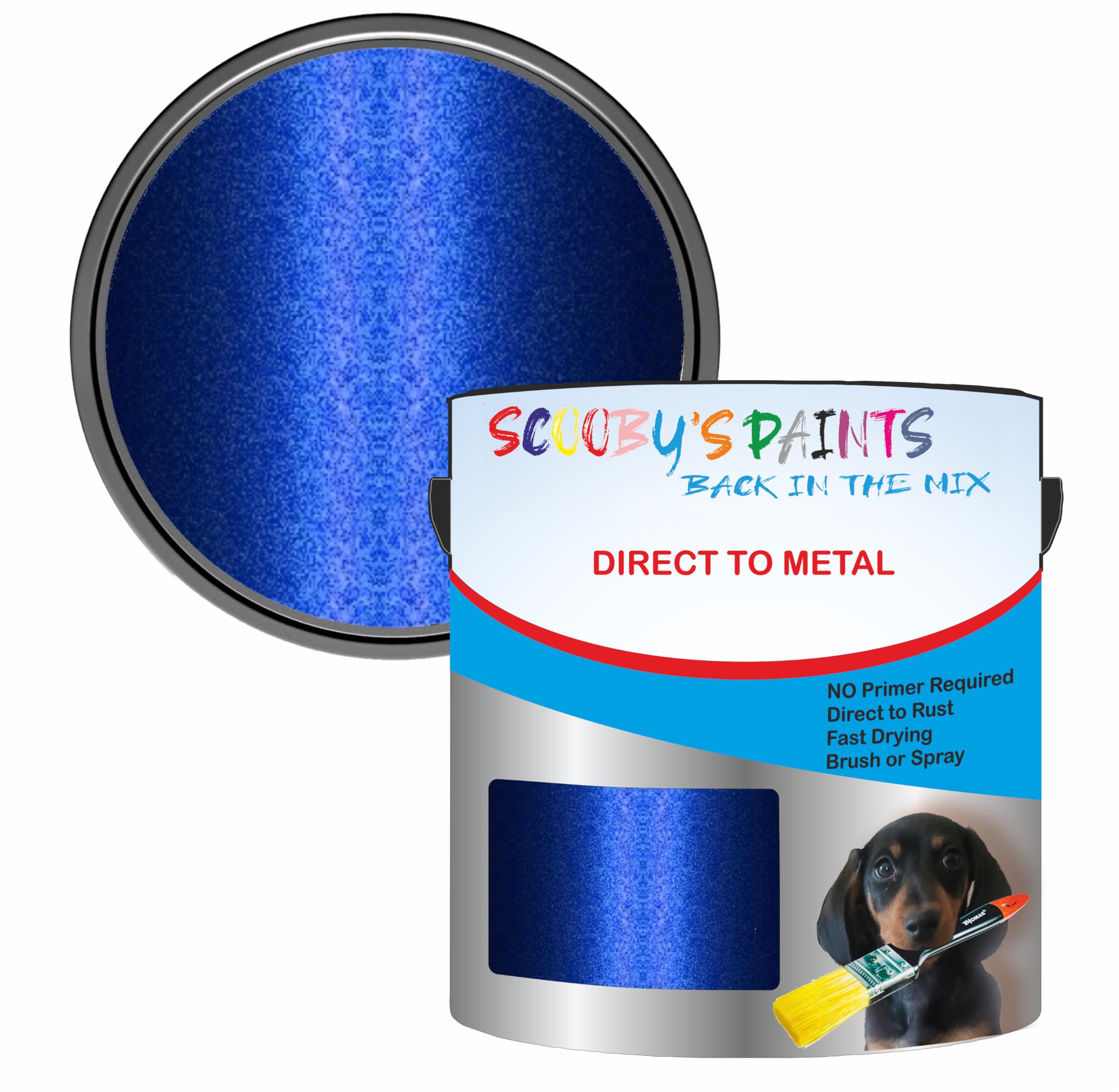 Scooby's Paints Direct to Metal Paint, Smooth Blue, 250ml, No Primer Required, Fast Drying (3 Blue Metallic)