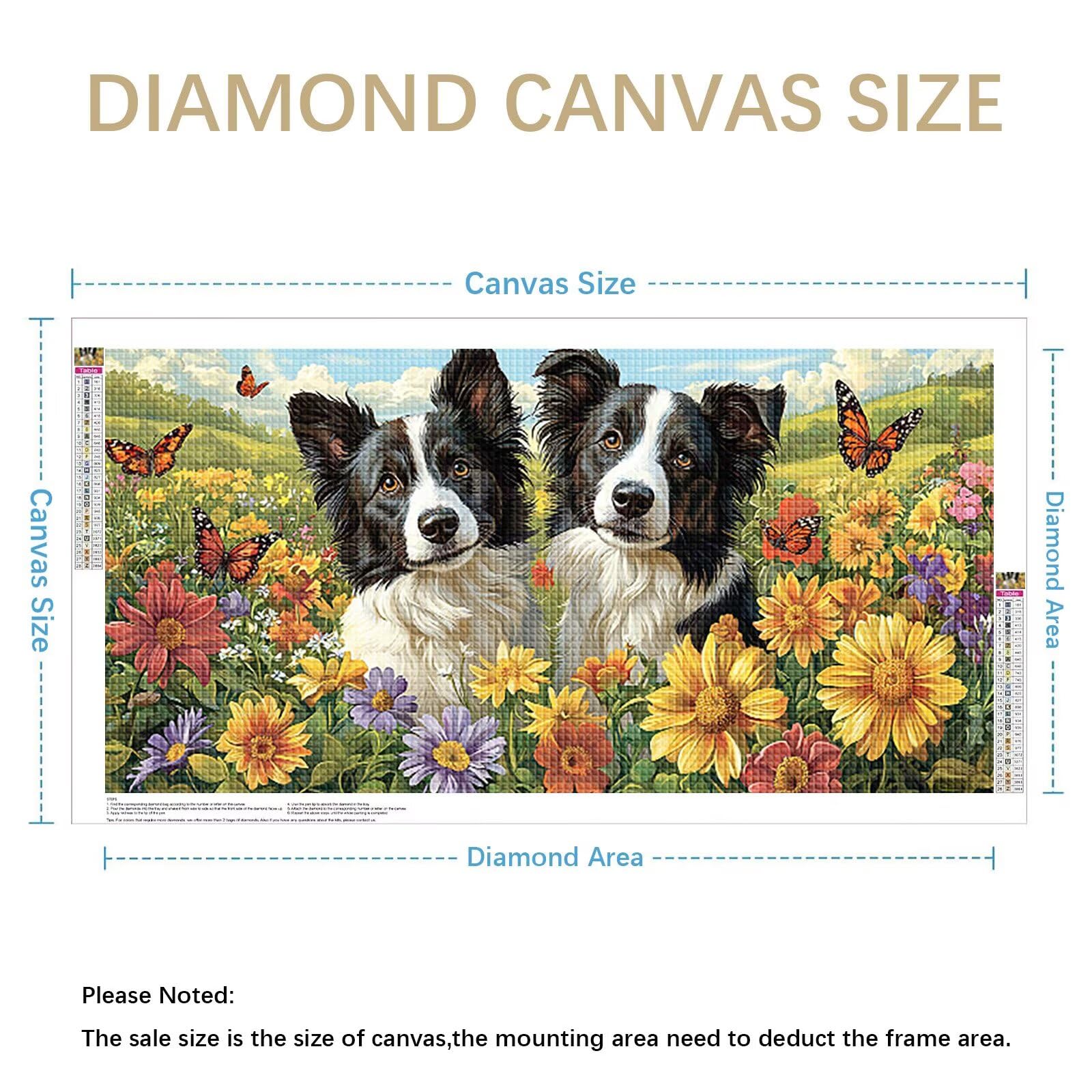 Diamond Painting Adultos Perro Pintura Diamante, Flor Diamond Painting 5D Completo, DIY Cuadrado Cristal Bordado Punto de Cruz Cuadros de Diamantes para Decoracion Hogar, Regalo Mujer 160x80cm 0J-292