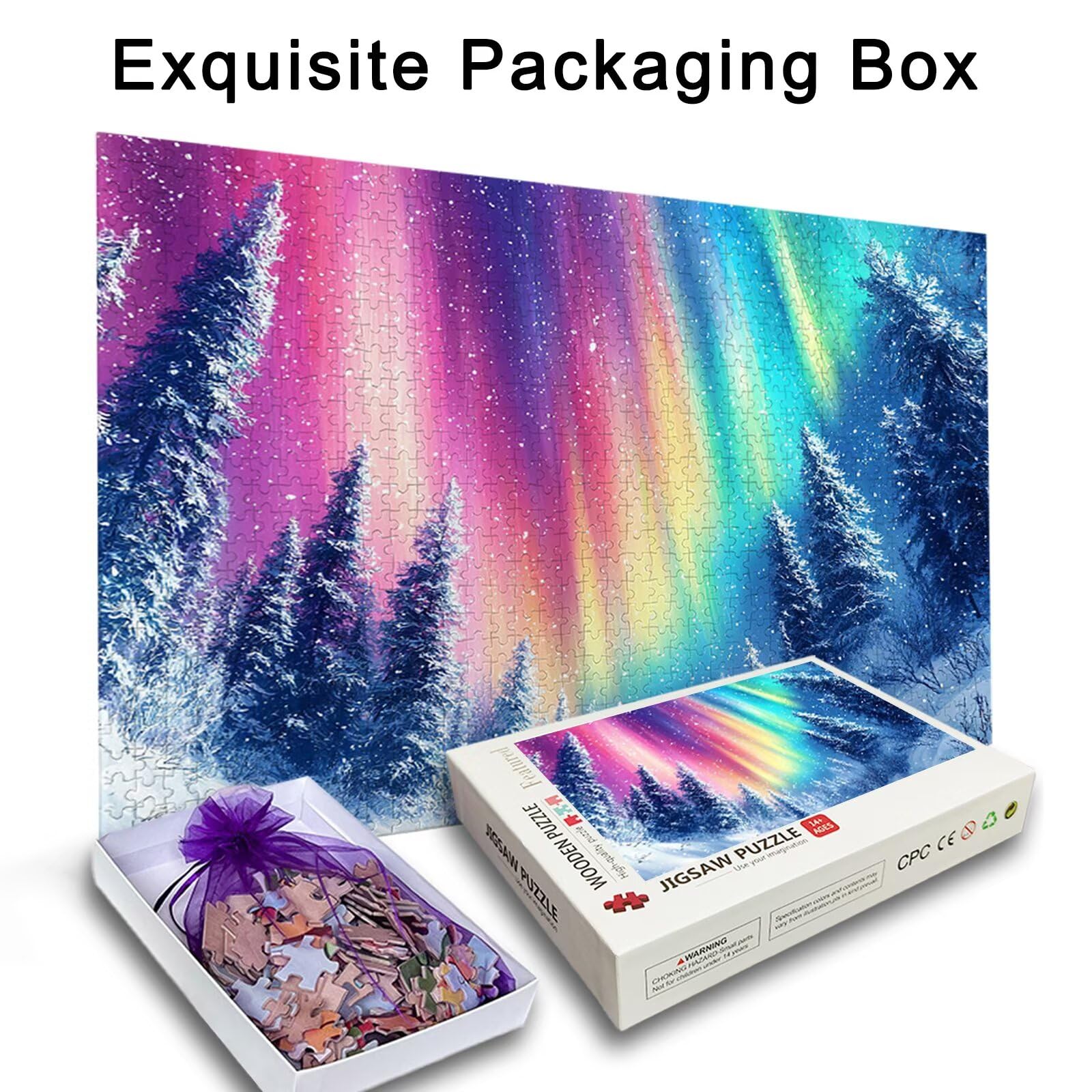 Puzzle 2000 Piezas, Puzzle Aurora con Caja para Adultos, Paisaje Rompecabezas Madera, Rompecabezas Desafiante para Toda la Familia, Puzzles para Decoracion Hogar, Regalo Mujer, Regalo Hombres, -3893