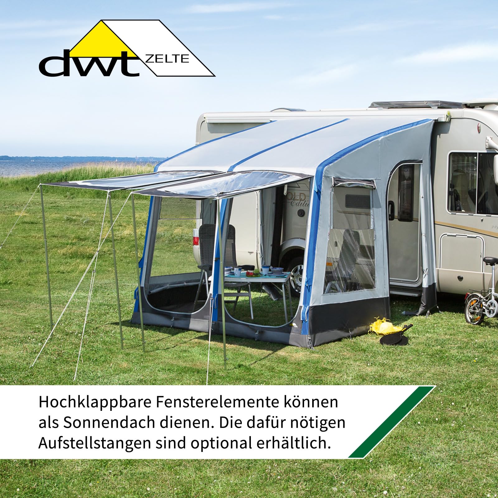 dwt Wohnwagen Vorzelt Space Air HQ Air-In-System, Texolan 150 HQ, aufblasbar, Größe 320x280 cm, Keder für Markisen, Größe:Gr. 320L