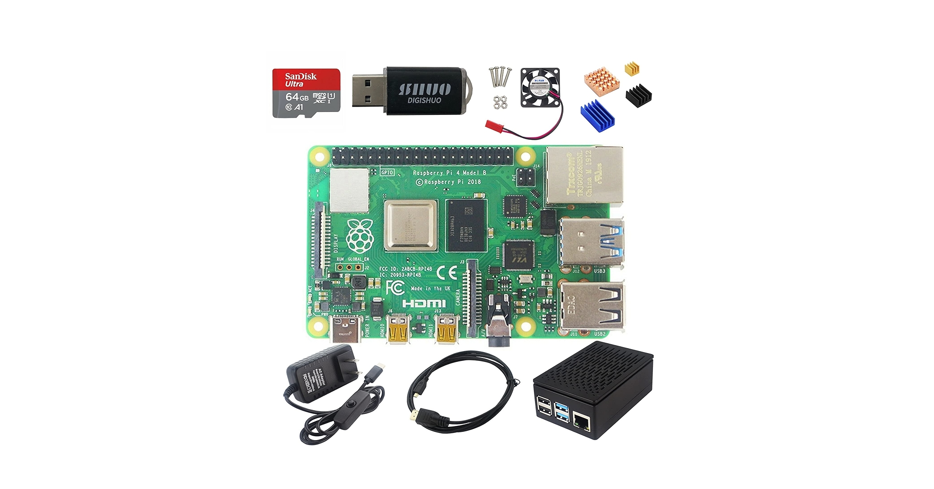 Raspberry Pi 4 Model B 8GB RAM+SDカードセット Amazon.com: DIGISHUO Raspberry Pi 4B Model B 8GB RAM DIY Kit