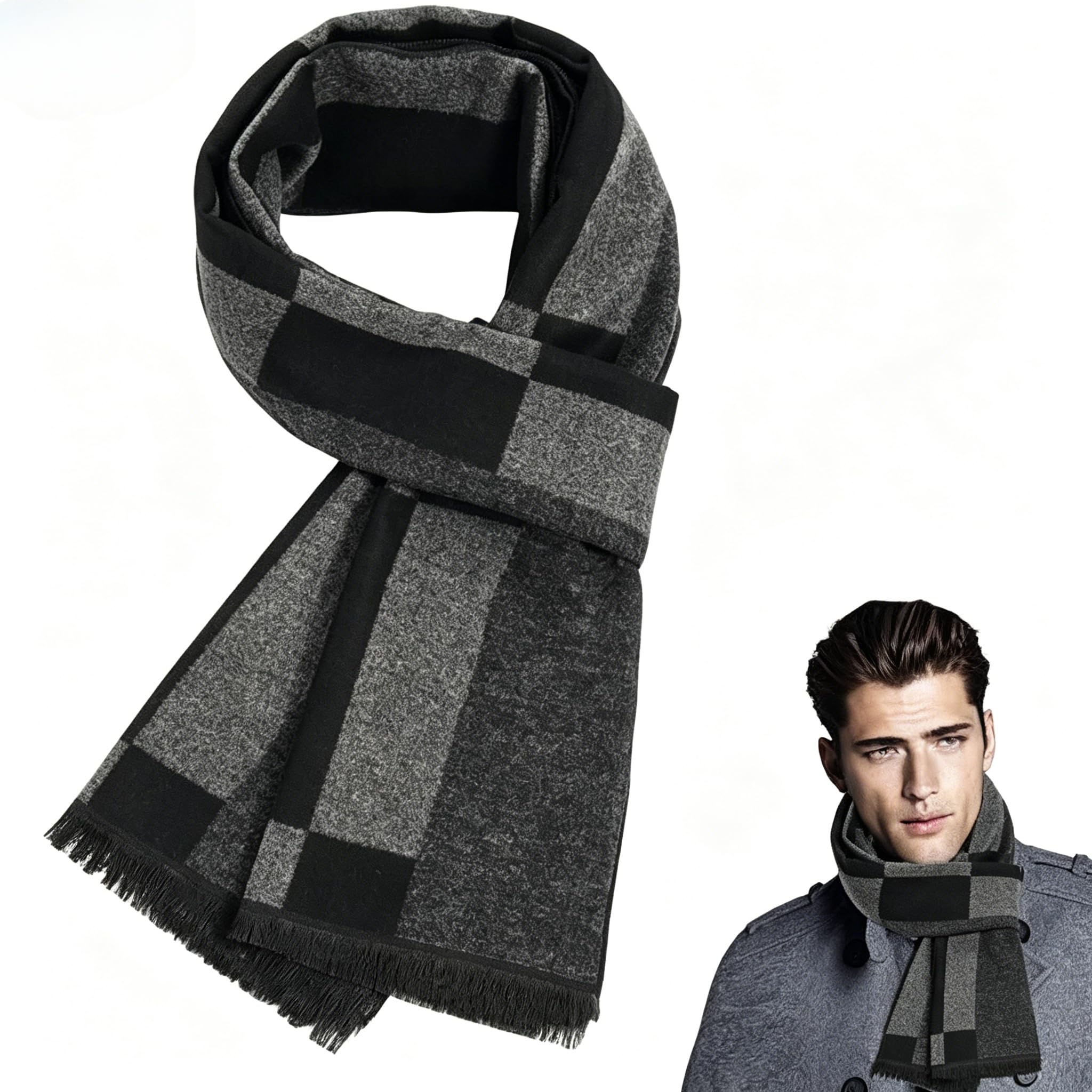 Winter Warm Scarf Men Tartan Scarf Men Autumn Plaid Long Collar Gentleman Windproof-image-40