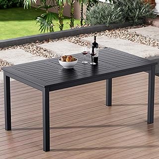 ZZV Outdoor Dining Table for 6-Person Rectangle Indoor Outdoor Table wit...
