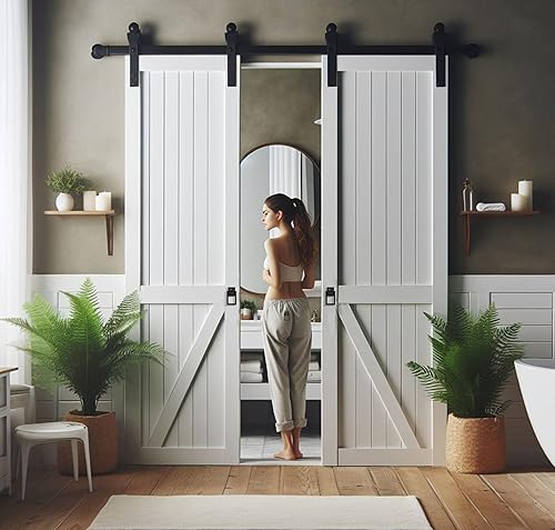 Vista 15 de trust4care Tiradores de puerta de granero giratoria de color negro mate de 3-3/4 pulgadas, manijas de puerta de granero, manijas de puerta