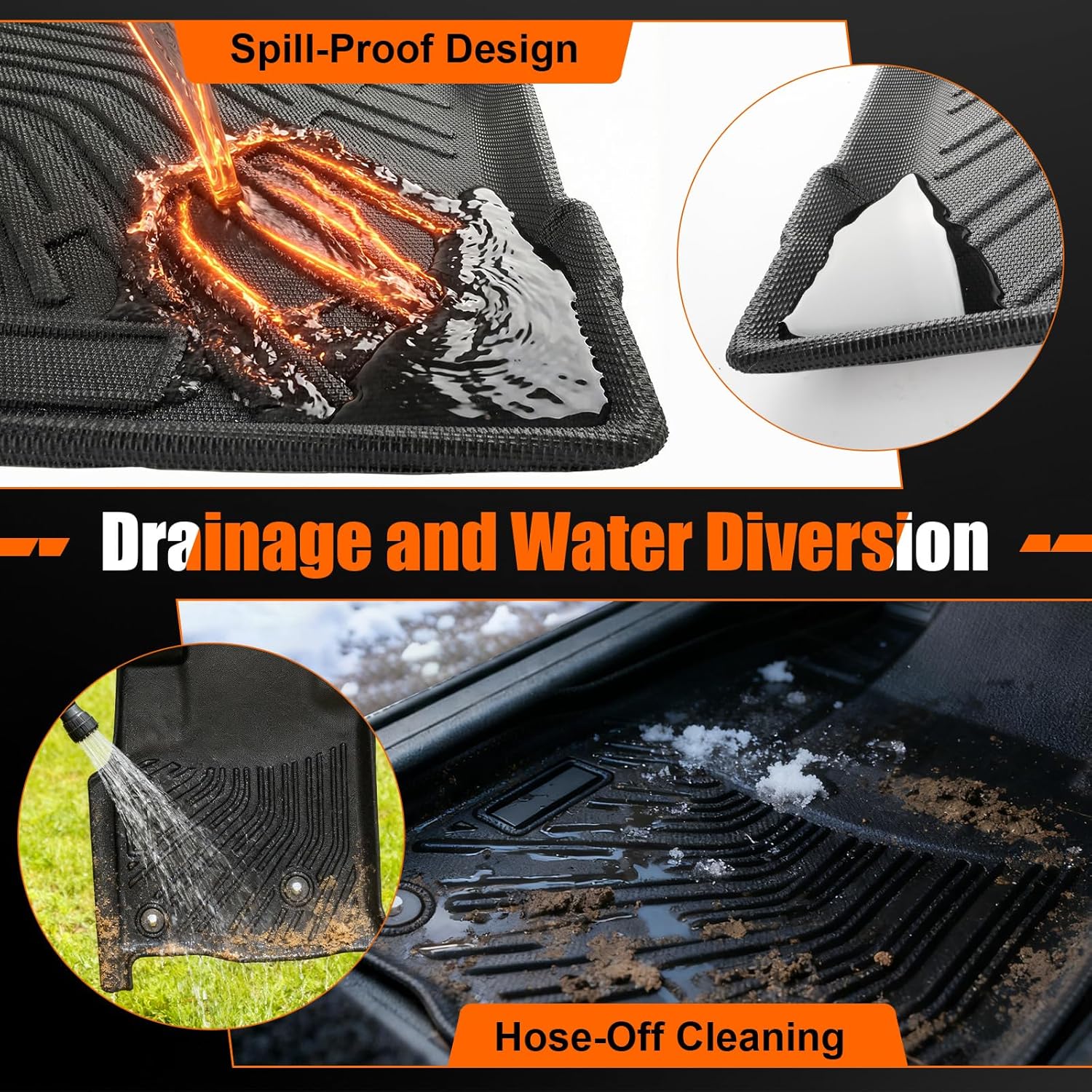 All-Weather Floor Mats & Cargo Liner Compatible with Toyota RAV4 2006-2012 (5-Seater), Custom Fit TPE Front & Rear Liners, Trunk Mat and Backrest Protector