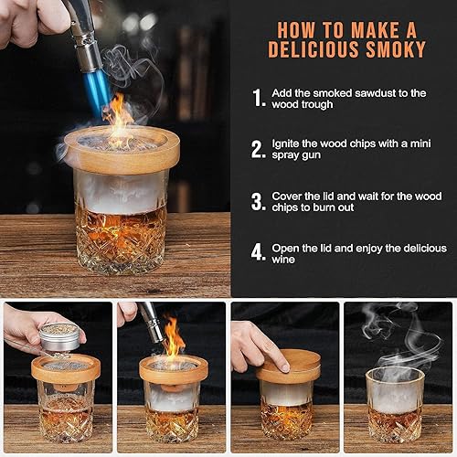 Miniatura 4 de Cocktail Smoker, Whiskey Smoker Kit, 6 Different Natural Flavor Wood Chips for Old Fashioned Bourbon Smoker Kit, Drink Smoker Kit for VodkaGinRum