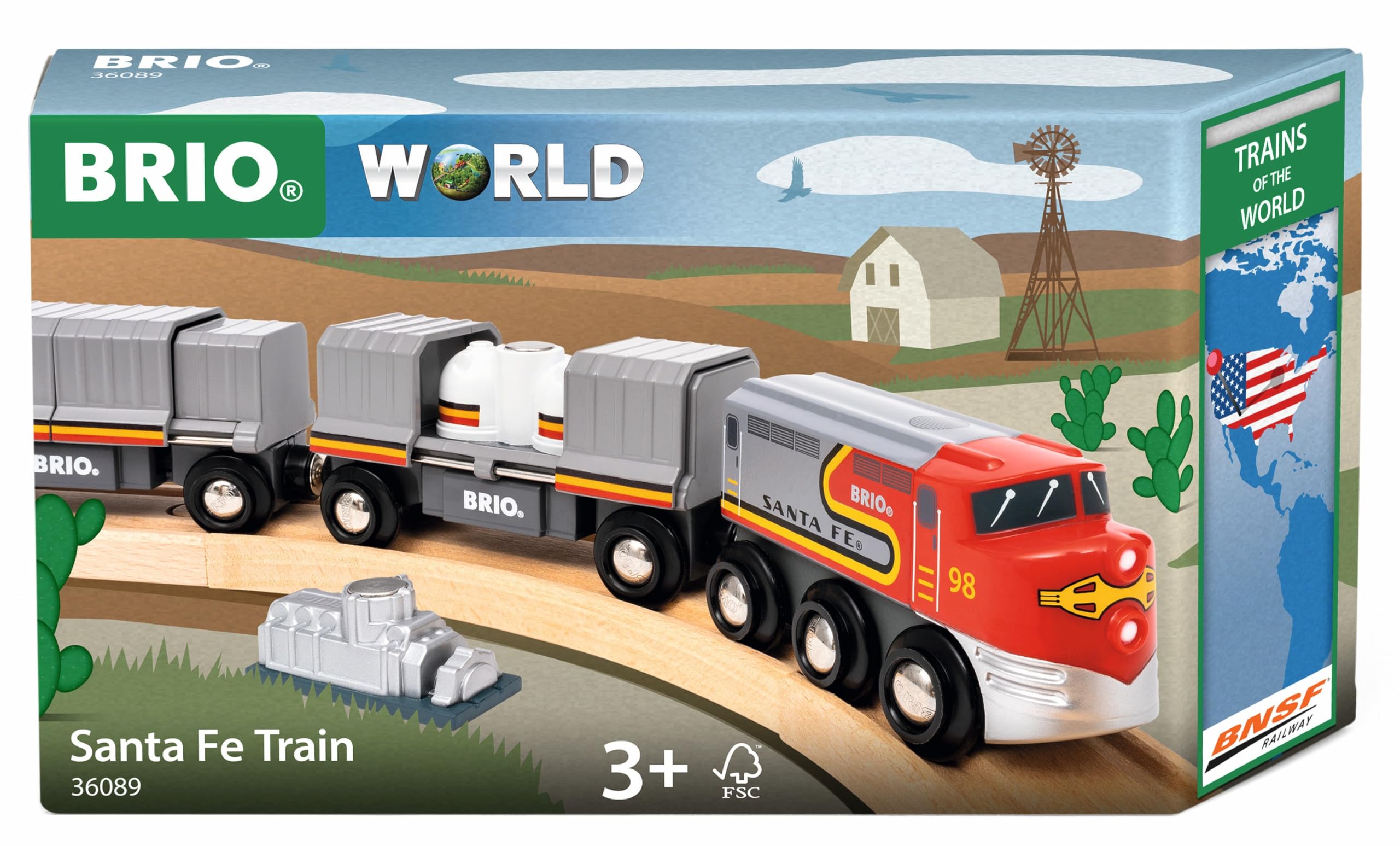 BRIO World — 36089 Trains of The World Santa Fe Train | Petit Train pour Enfants à partir de 3 Ans