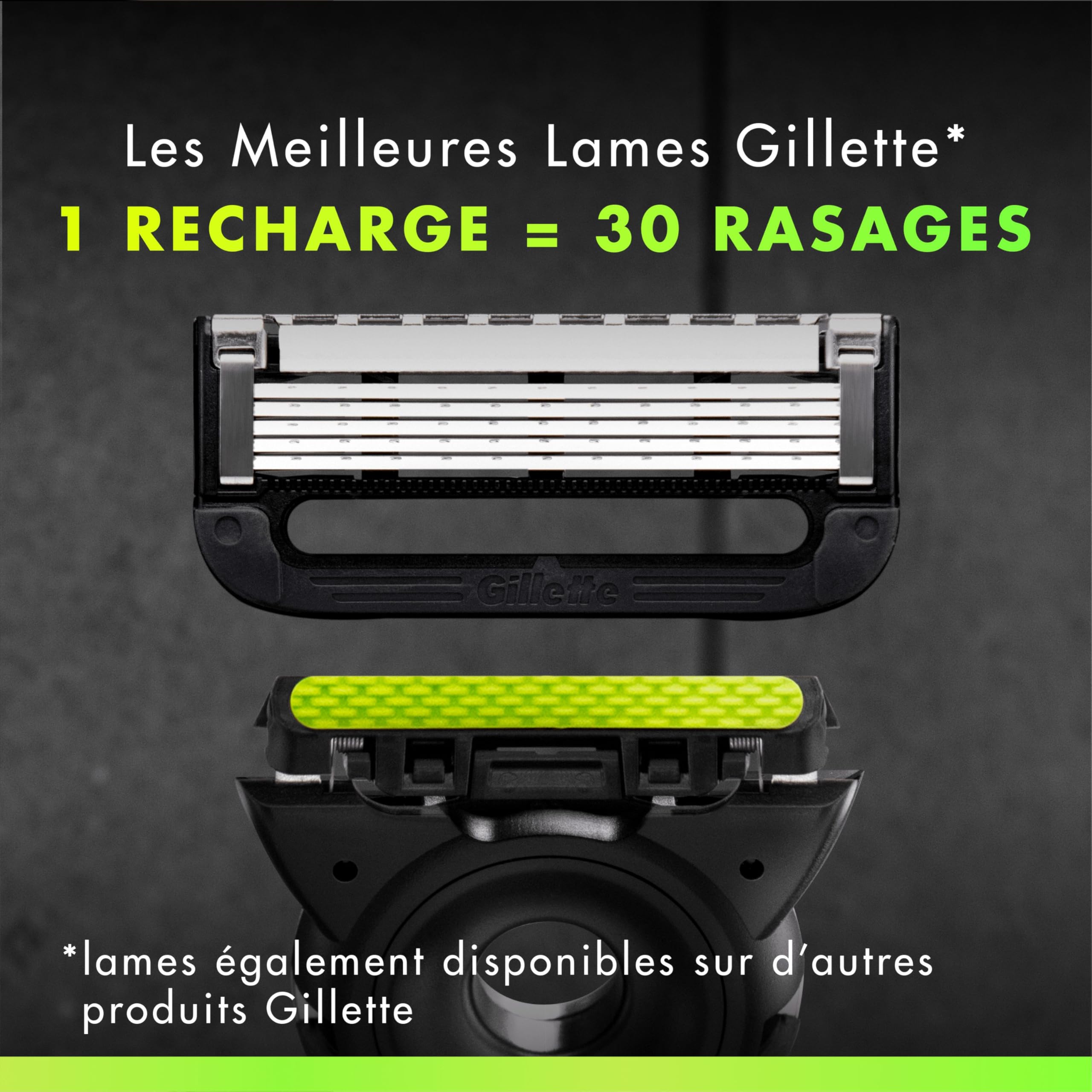 Gillette Labs Rasoir Homme, avec 8 Recharges, Noir – Manche Réutilisable en Métal, Cartouche de Rechange à Lames Affutées, Tête Flexible, Rasage Efficace avec la Technologie FlexDisc 2D