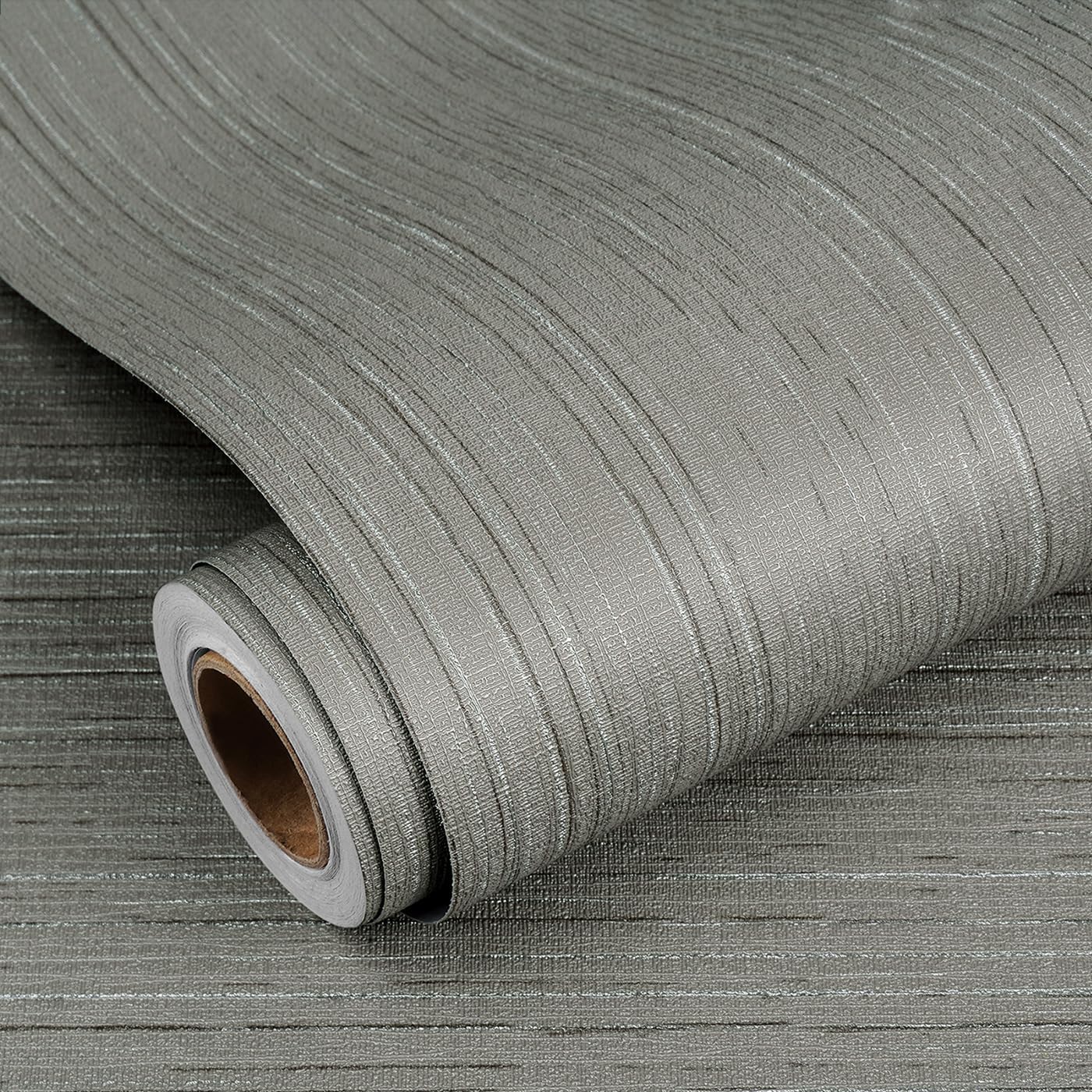 YENHOME Knitted Textured Peel and Stick Wallpaper Grey Wallpaper Bedroom Bathroom 40x300cm Removable Striped Woven Linen Wall Paper for Accent Wall Self Adhesive Vinyl Contact Paper for Cabinets