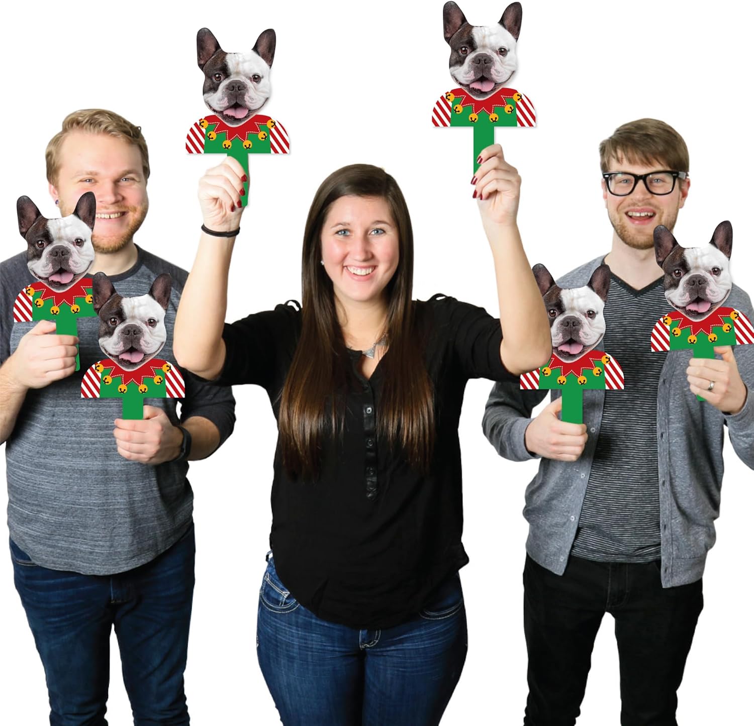 Big Dot of Happiness Custom Photo Ugly Sweater - Head Cut Out Photo Booth and Fan Props - Fun Face Cutout Paddles - Set of 6