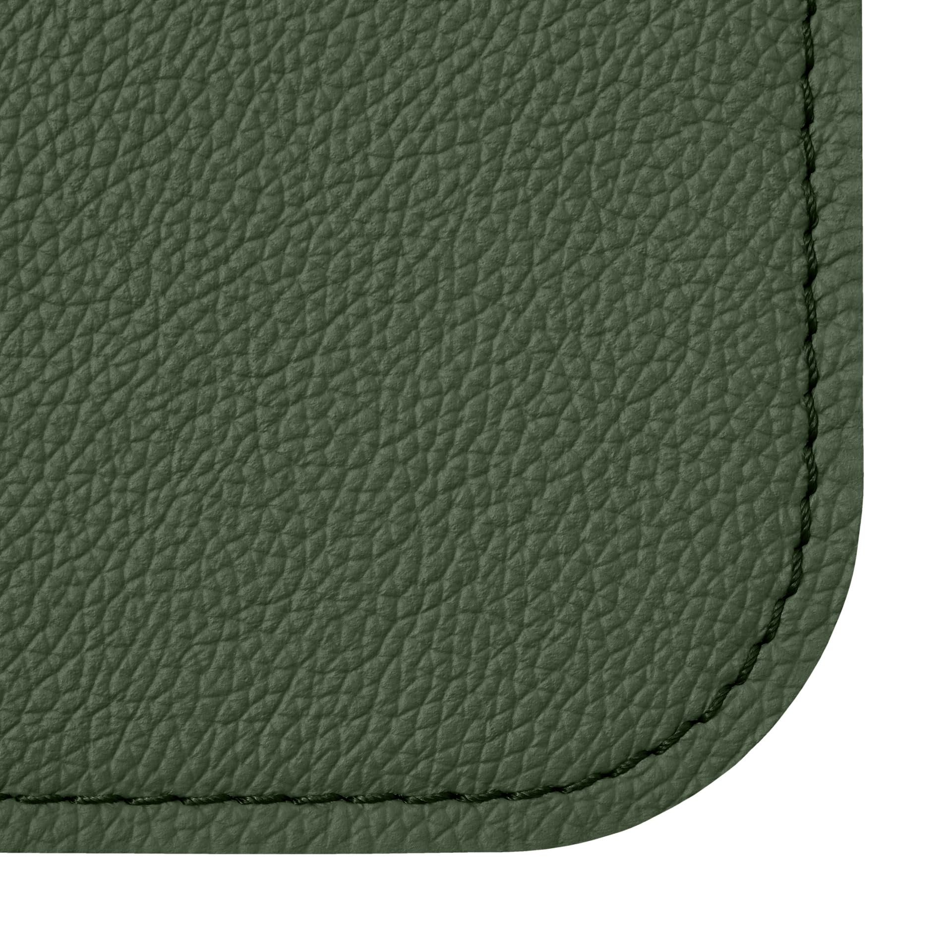eglooh - Oceano - Tapis de Souris en Vrai Cuir Vert cm 25x20 - Tapis Souris pour Bureau avec Coutures Artisanales et Angles Ronds - Made in Italy