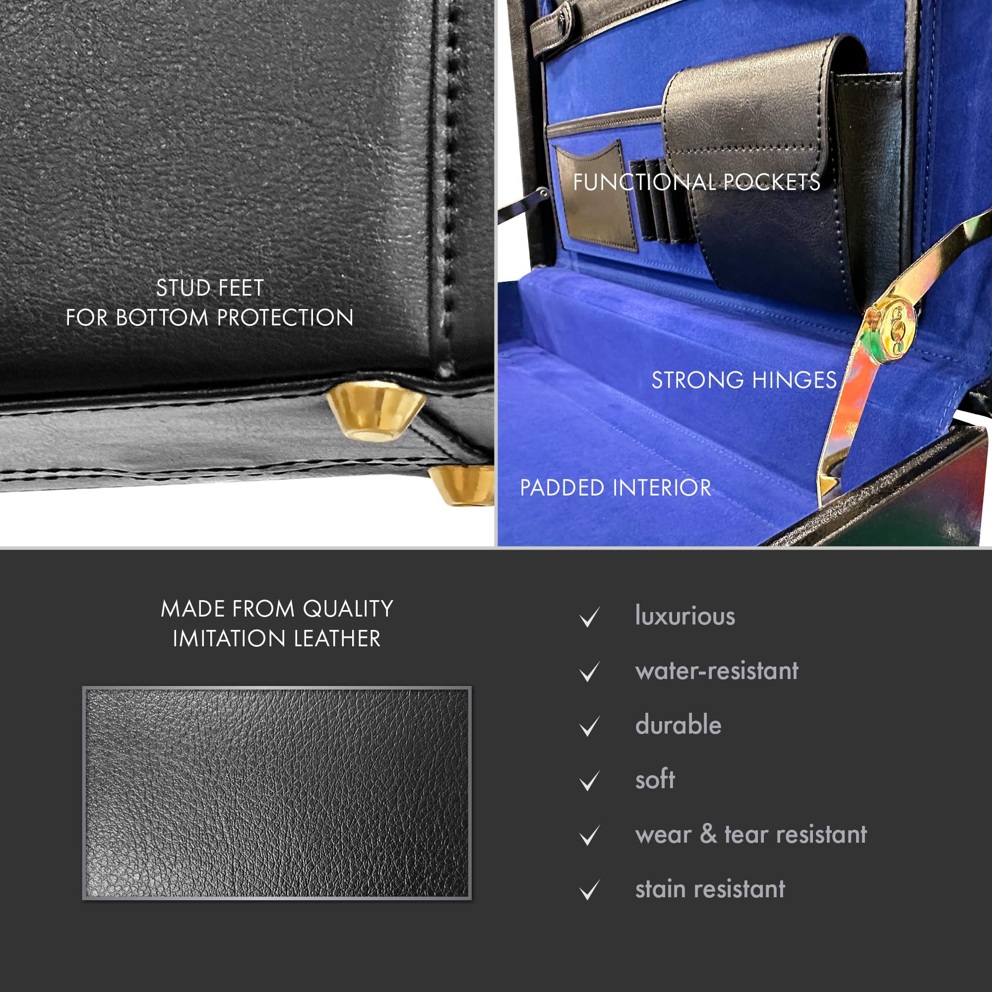 THE MASONIC COLLECTION Mallette classique Layflat Grand Rank - Noir - Étui Regalia en simili cuir avec serrure - Cadeau personnalisé pour homme