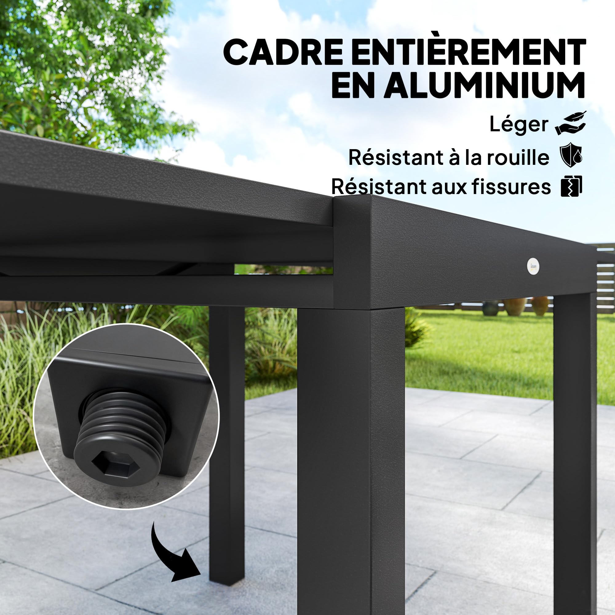 Outsunny Salon de Jardin 7 Pièces Table Extensible Aluminium - Ensemble Mobilier de Jardin avec 6 Chaises Empilables Textilène Rembourré - Meuble pour Terrasse Extérieur et Repas de Famille, Gris
